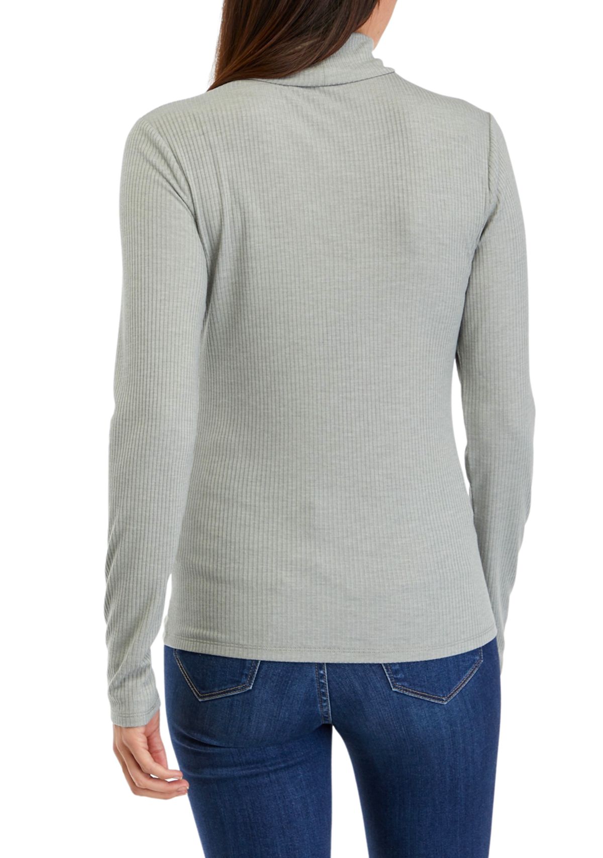 Petite Long Sleeve Ribbed Turtleneck Top