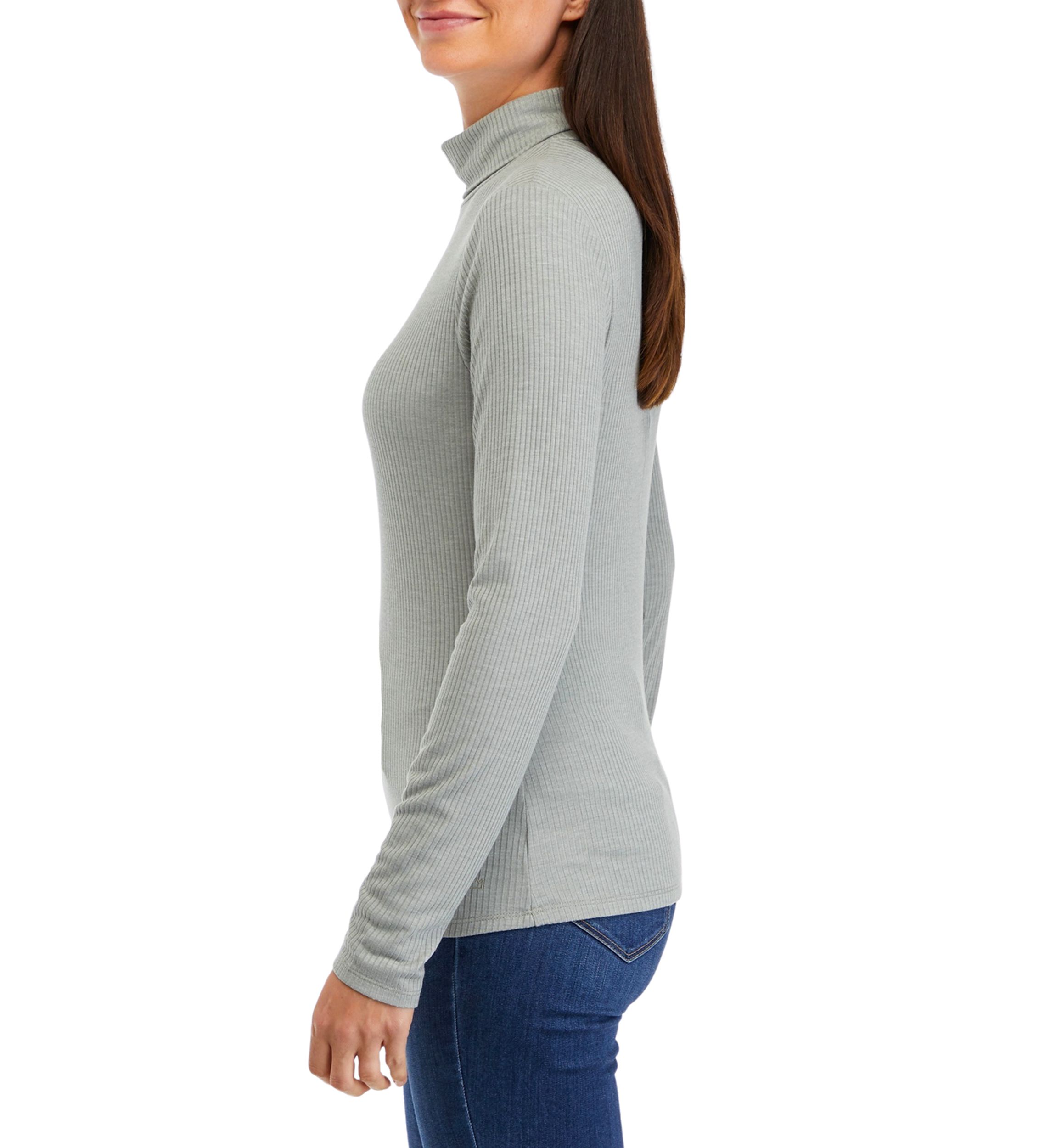 Petite Long Sleeve Ribbed Turtleneck Top