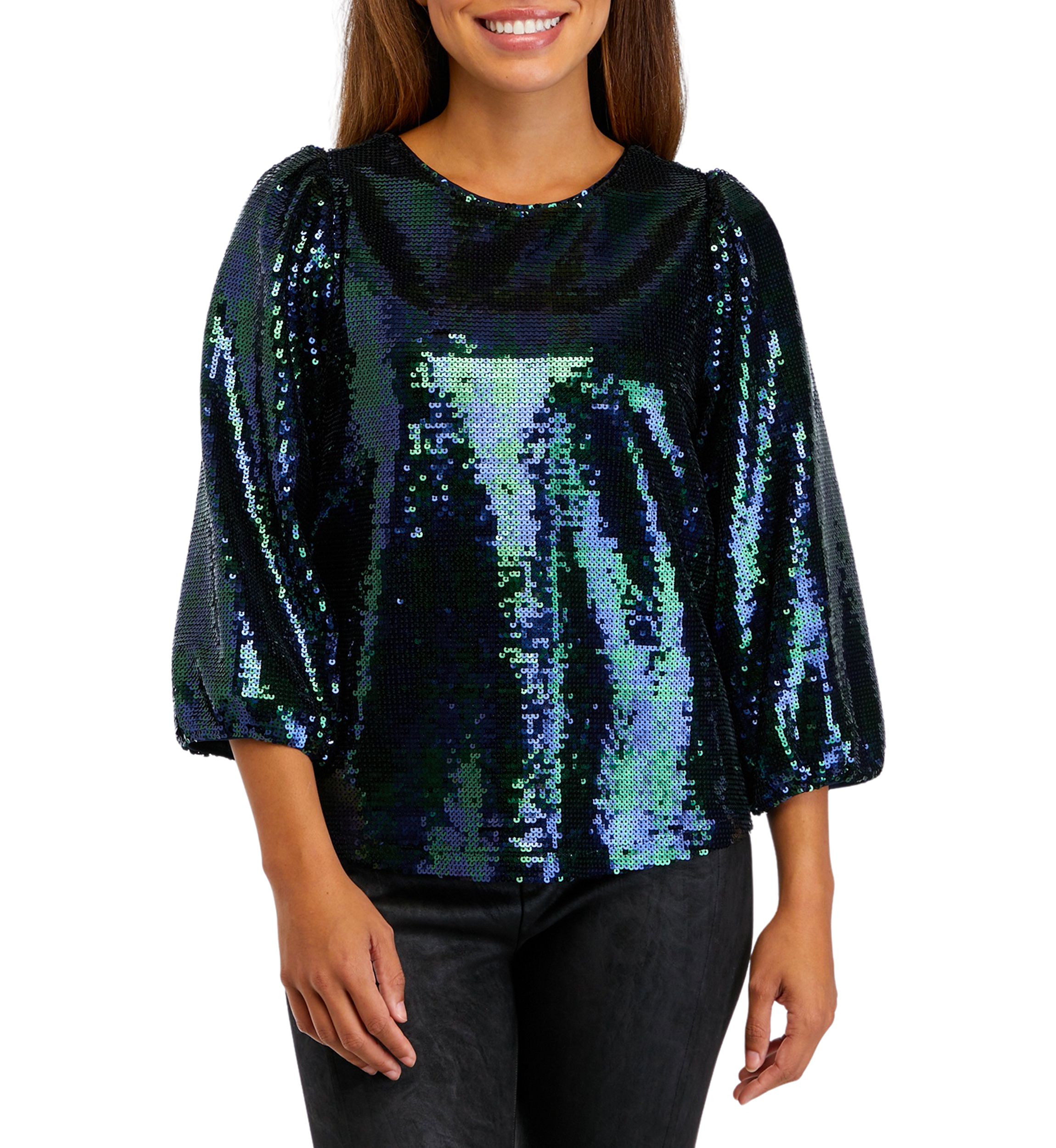 Petite Tie Back Sequin Blouse