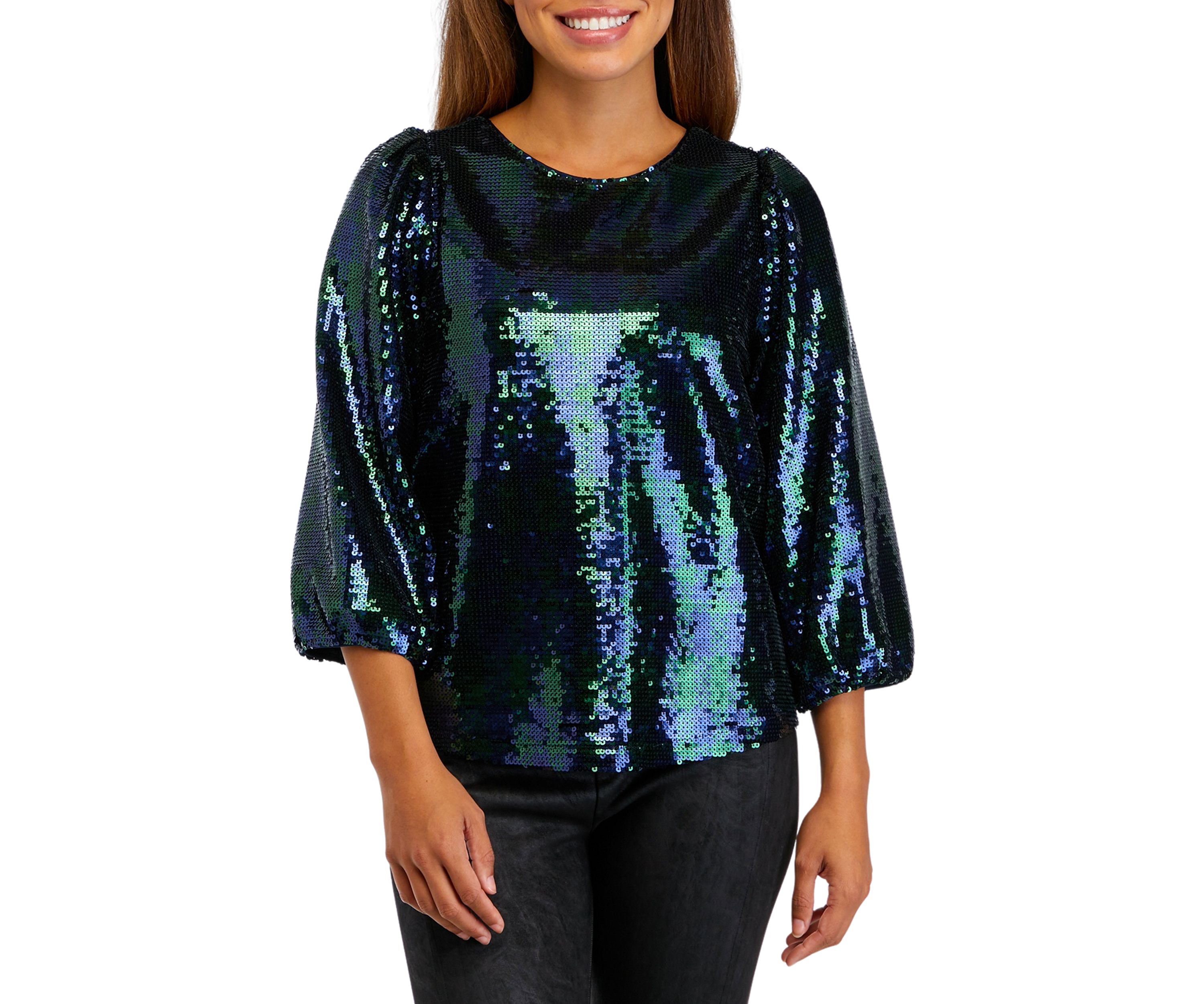 Petite Tie Back Sequin Blouse