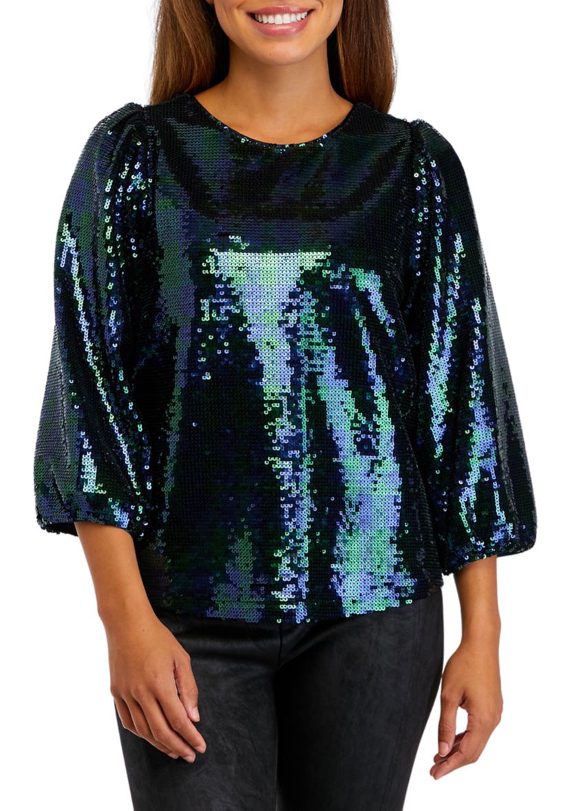 Petite Tie Back Sequin Blouse