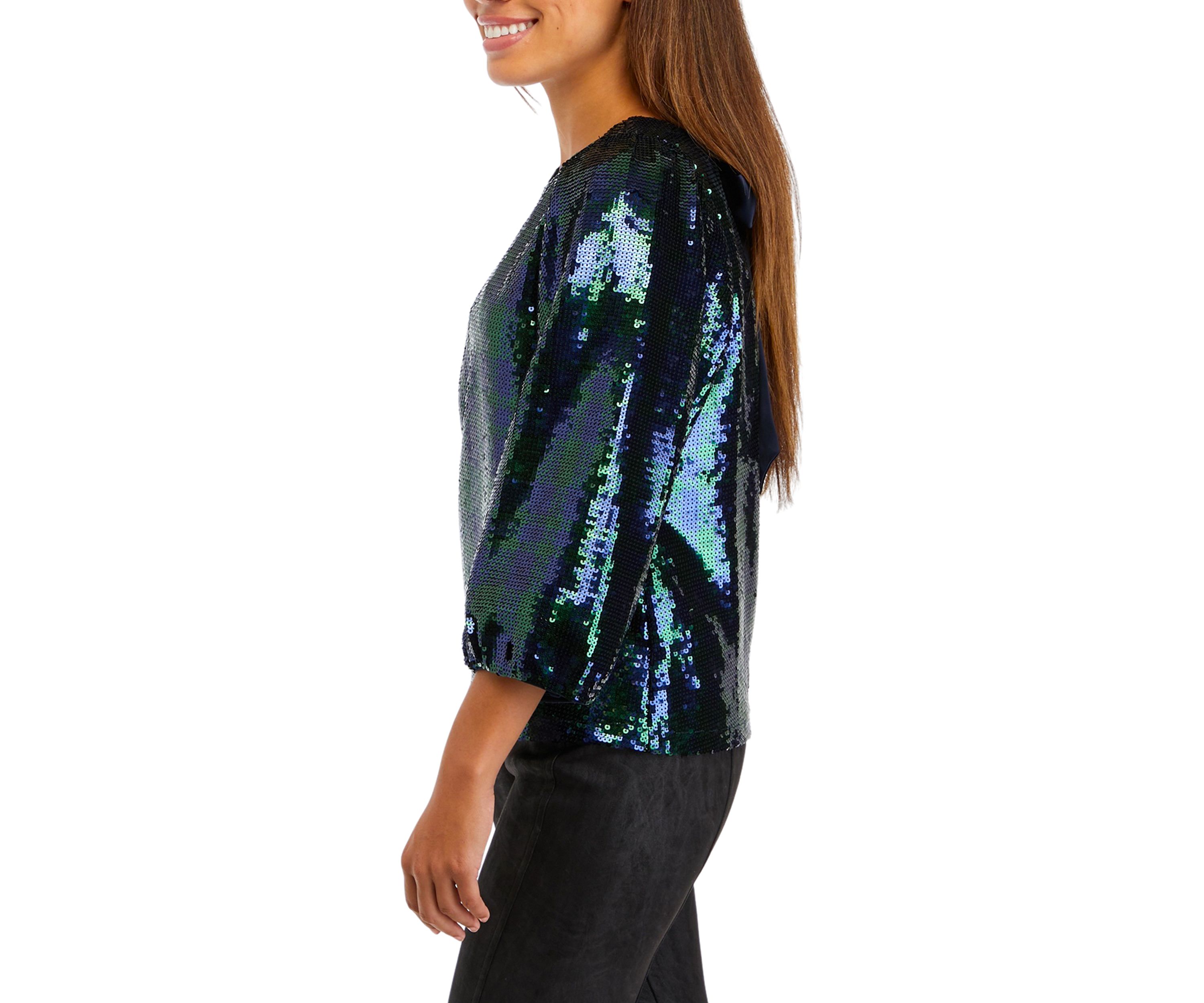 Petite Tie Back Sequin Blouse