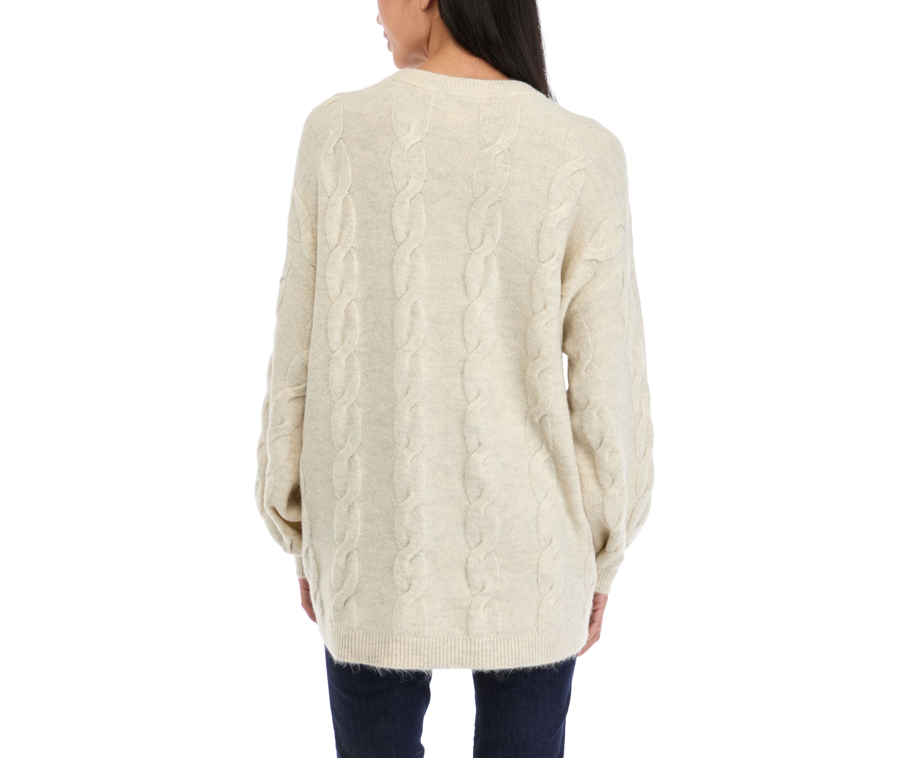 Petite Drop Shoulder Cable Knit Sweater 