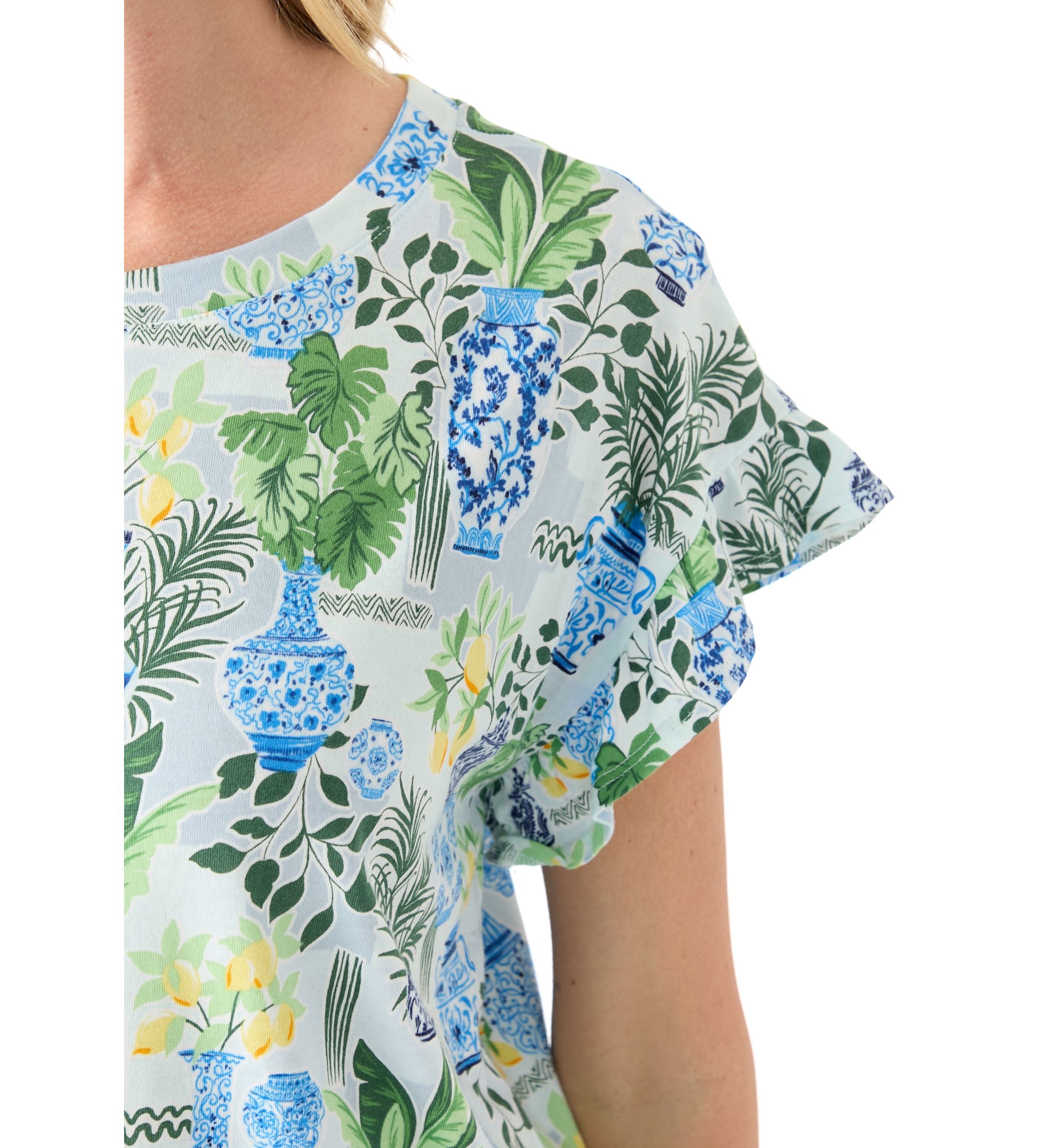 Petite Flutter Sleeve Printed Top