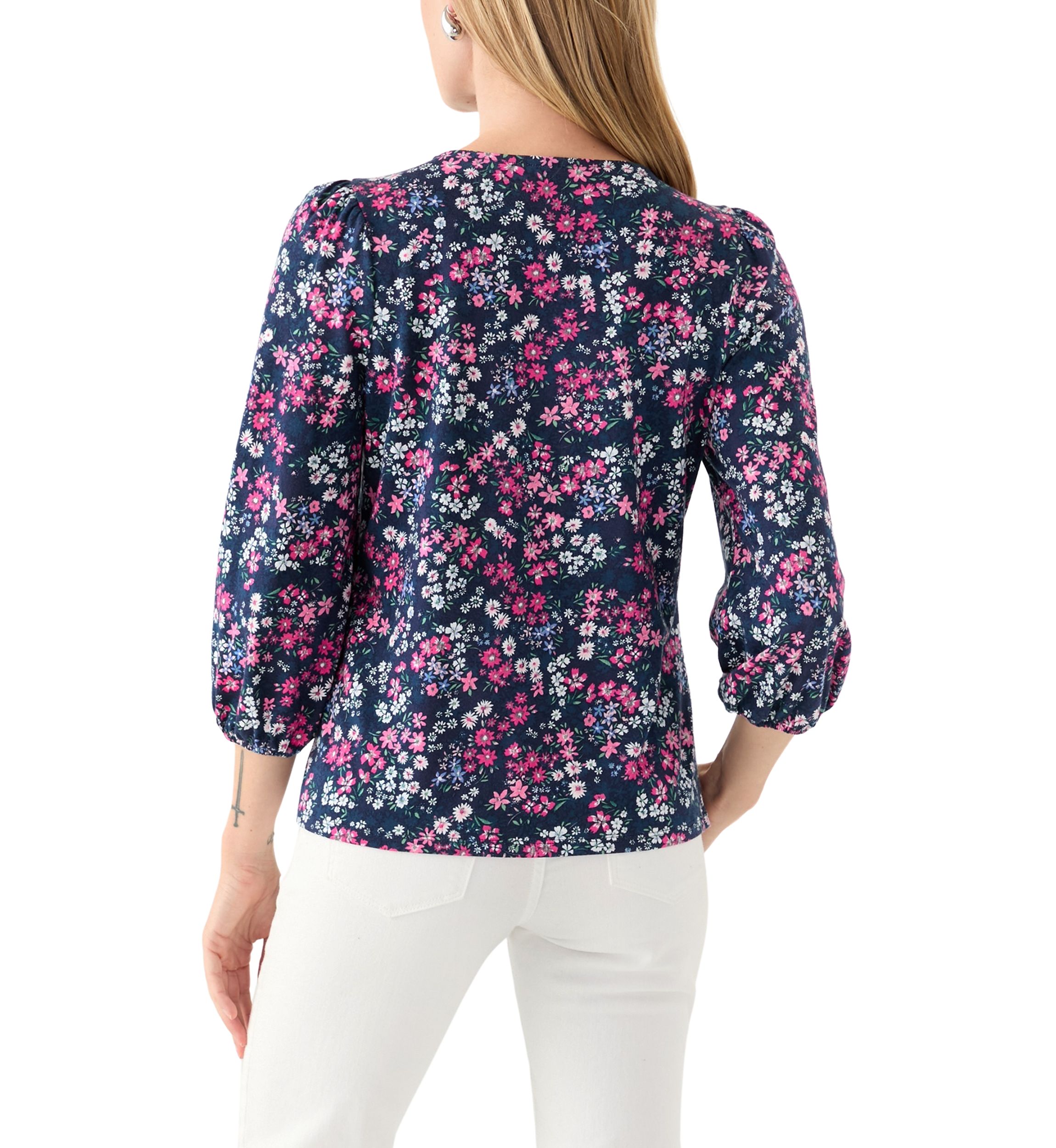 Petite Puff Sleeve  Printed Top 