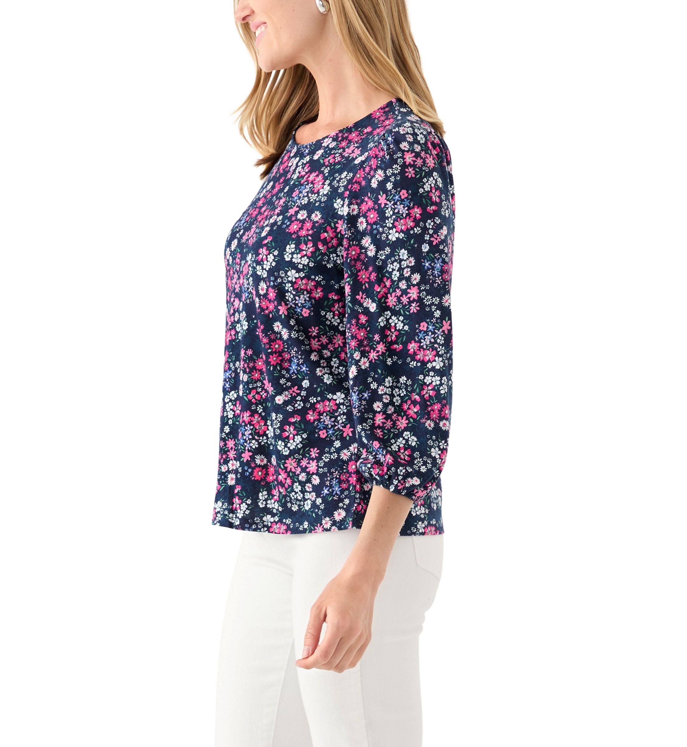 Petite Puff Sleeve  Printed Top 