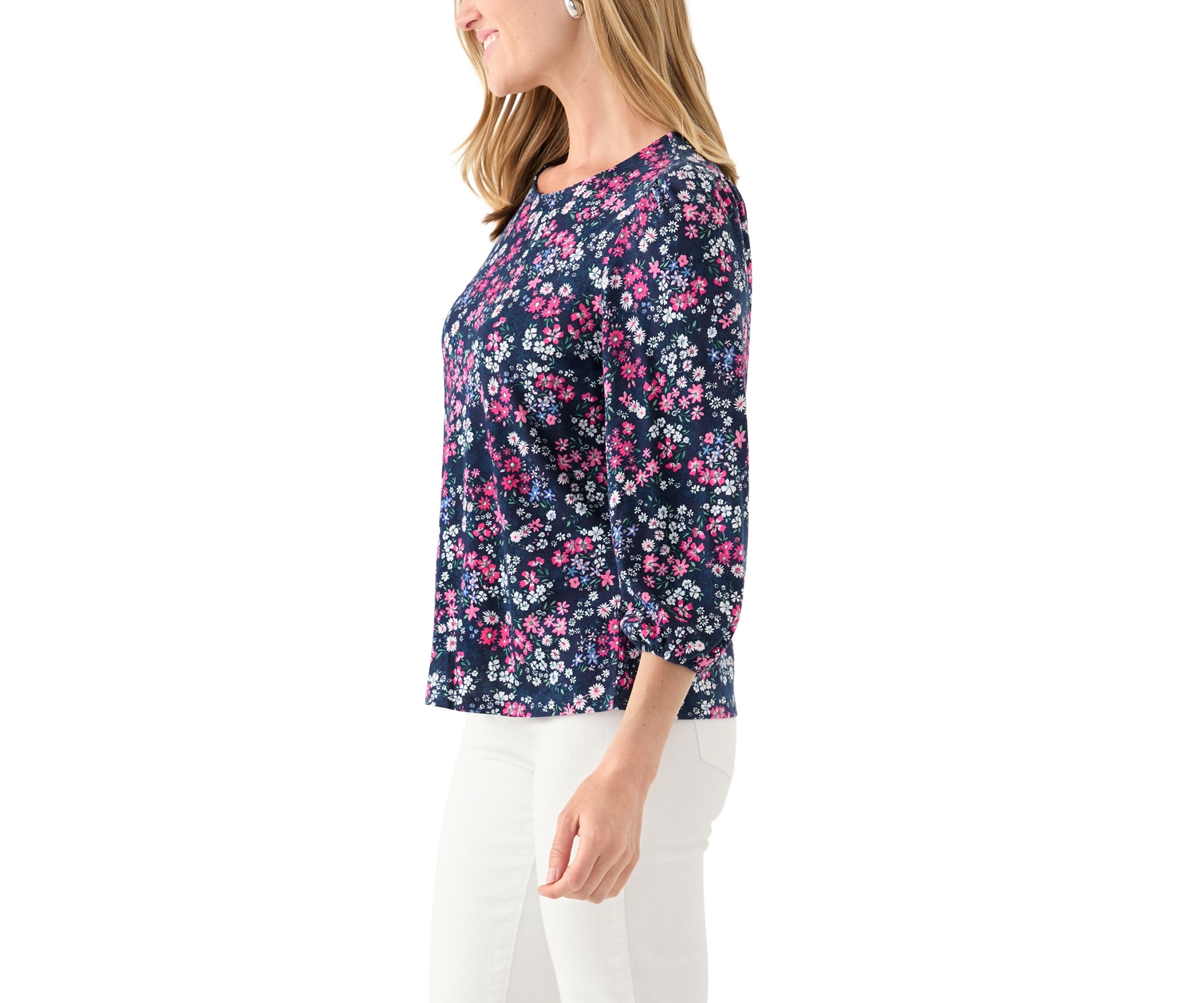Petite Puff Sleeve  Printed Top 