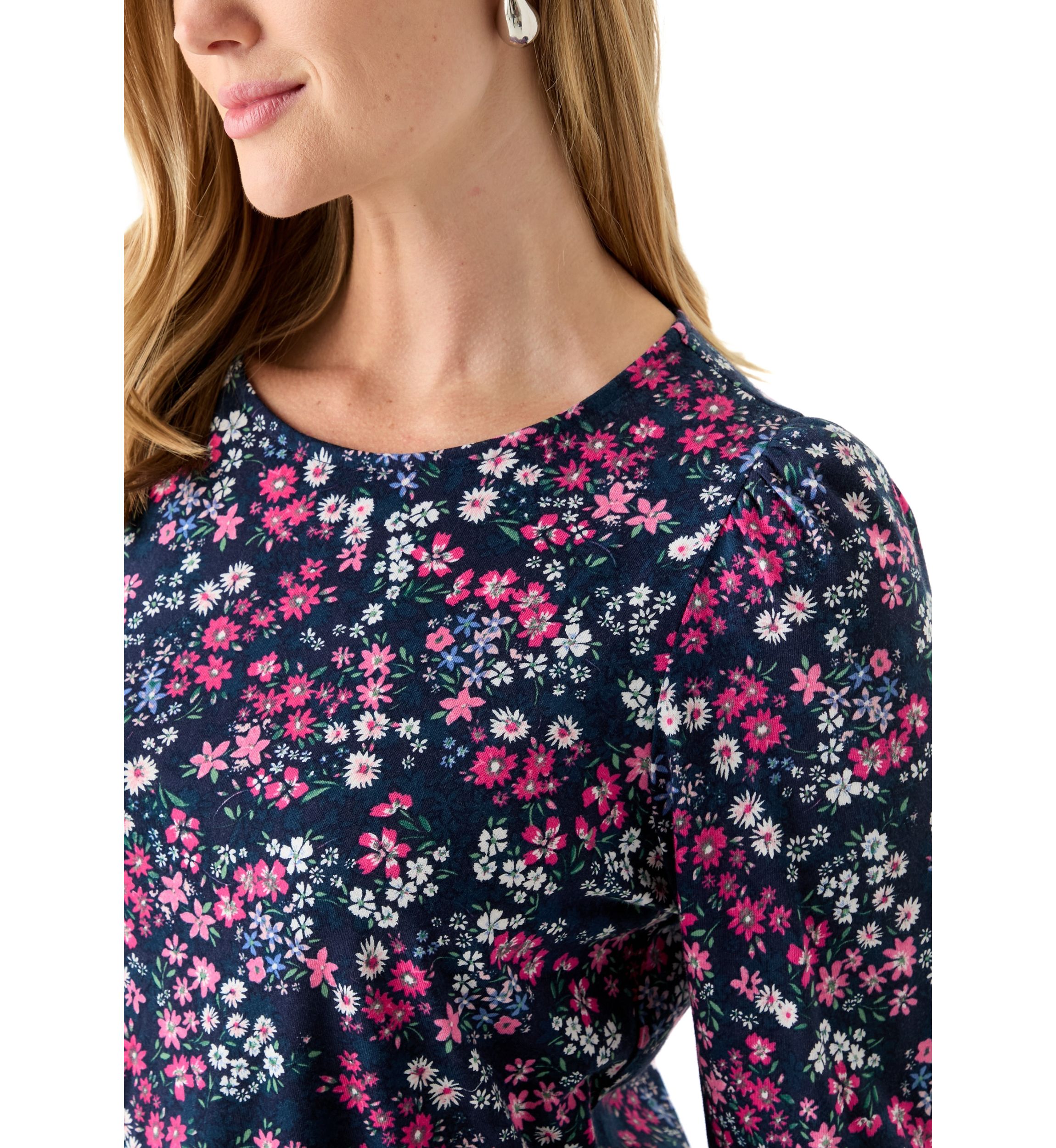 Petite Puff Sleeve  Printed Top 