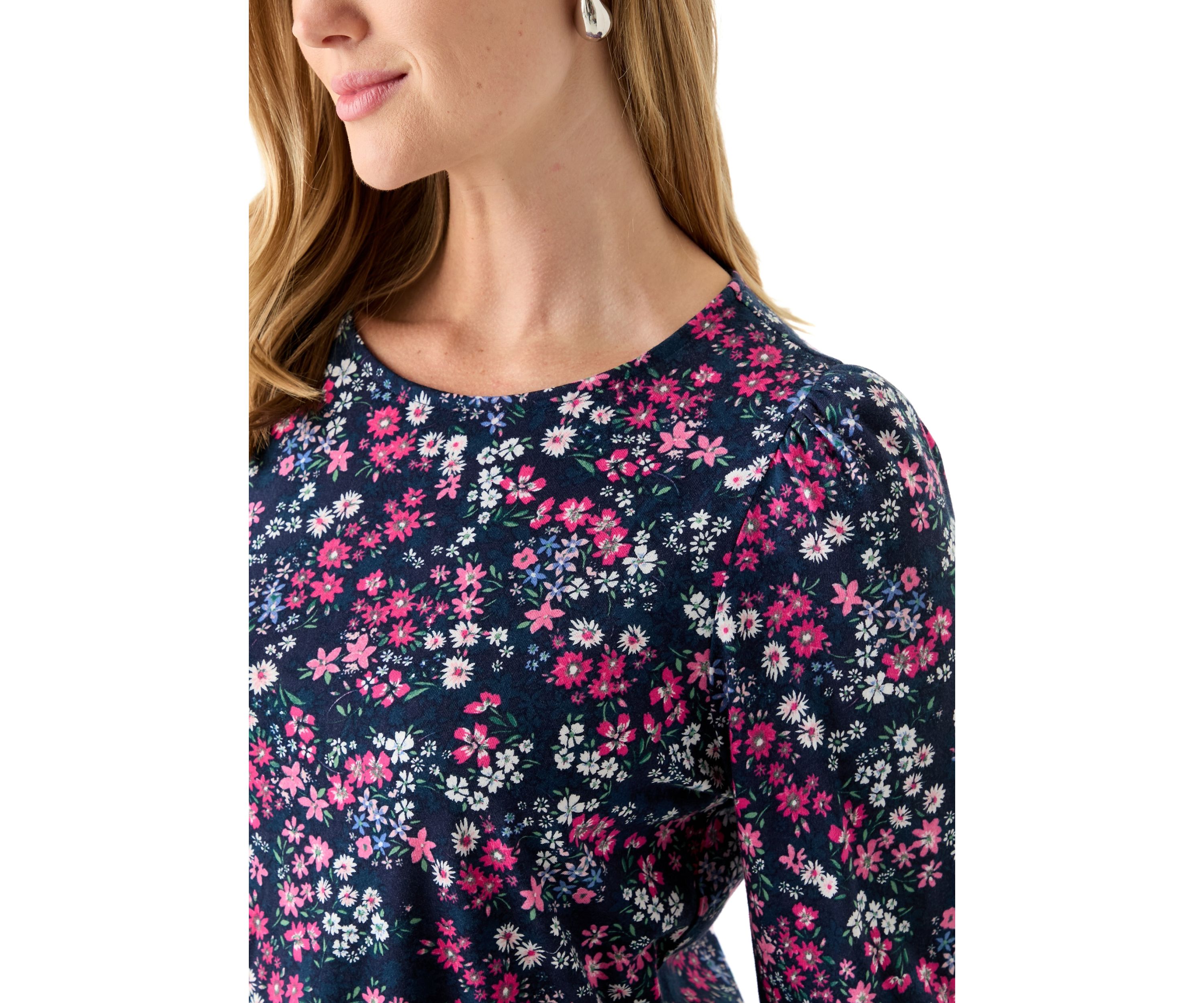 Petite Puff Sleeve  Printed Top 