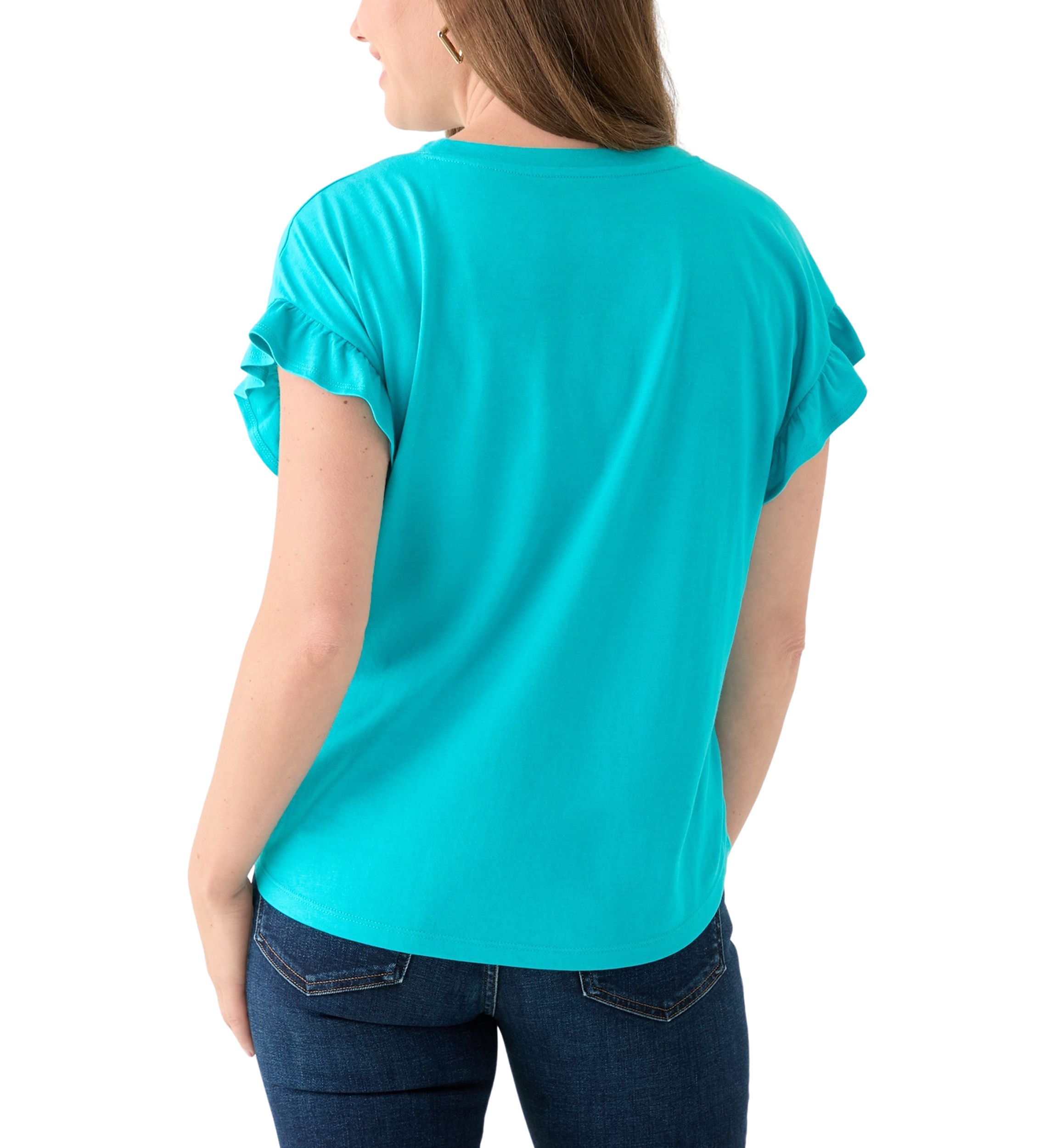 Petite Short Sleeve Ruffle T-Shirt