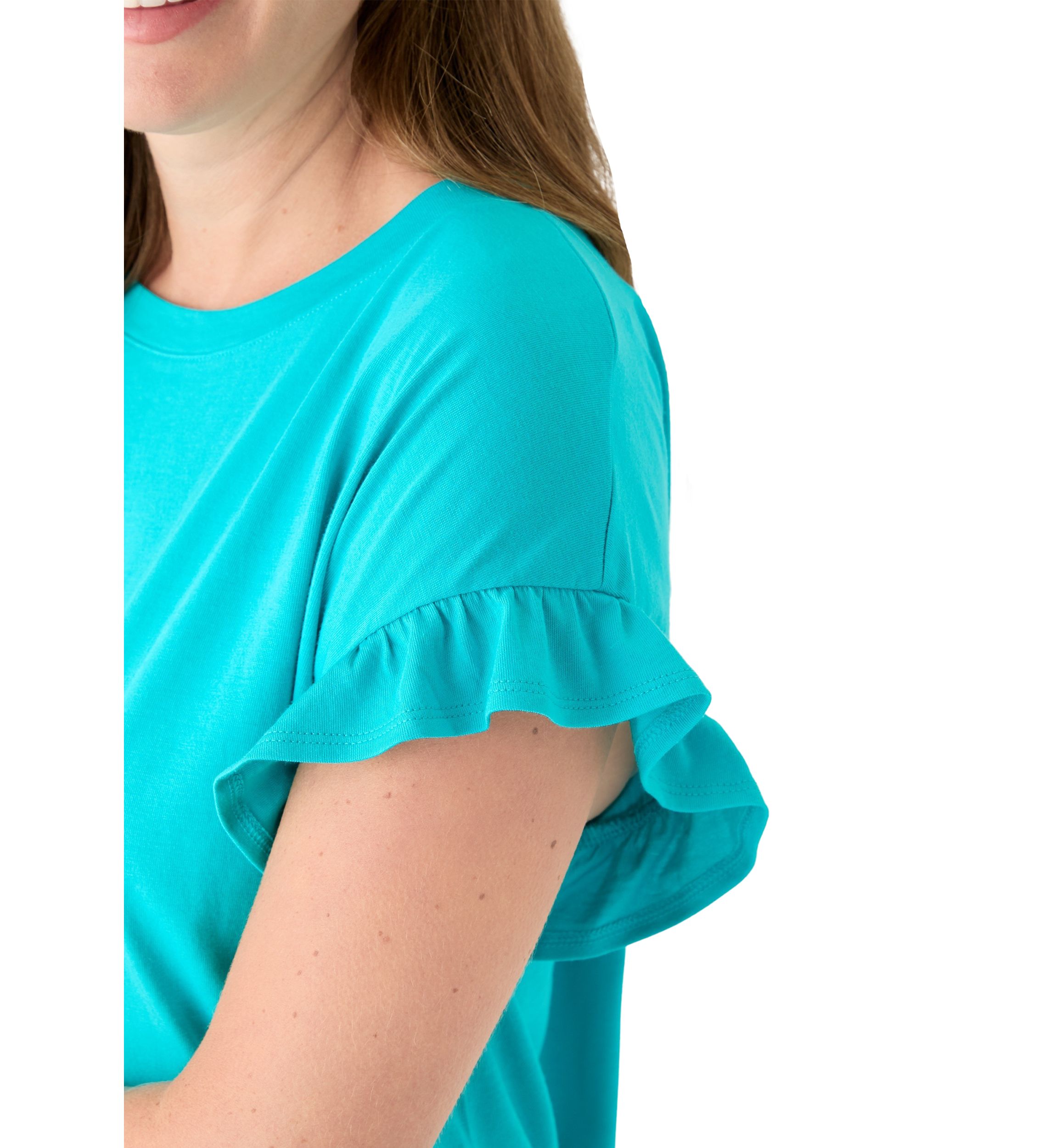 Petite Short Sleeve Ruffle T-Shirt
