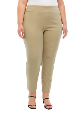 Crown & Ivy Women's Plus Size Ashley Pull On Bi-Stretch Pants