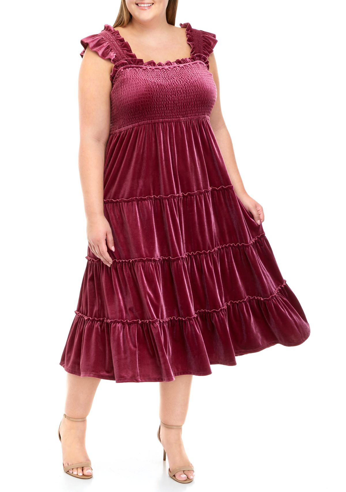 Plus Size Velvet Smocked Dress