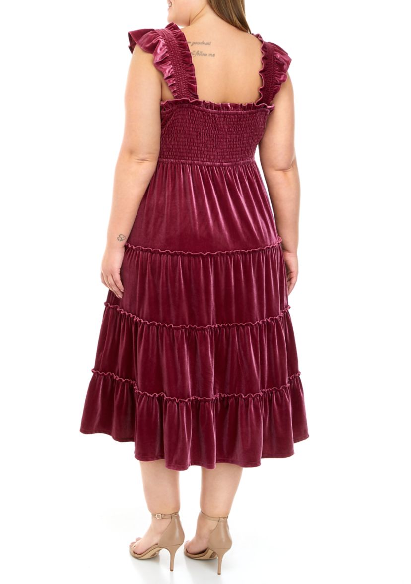 Plus Size Velvet Smocked Dress