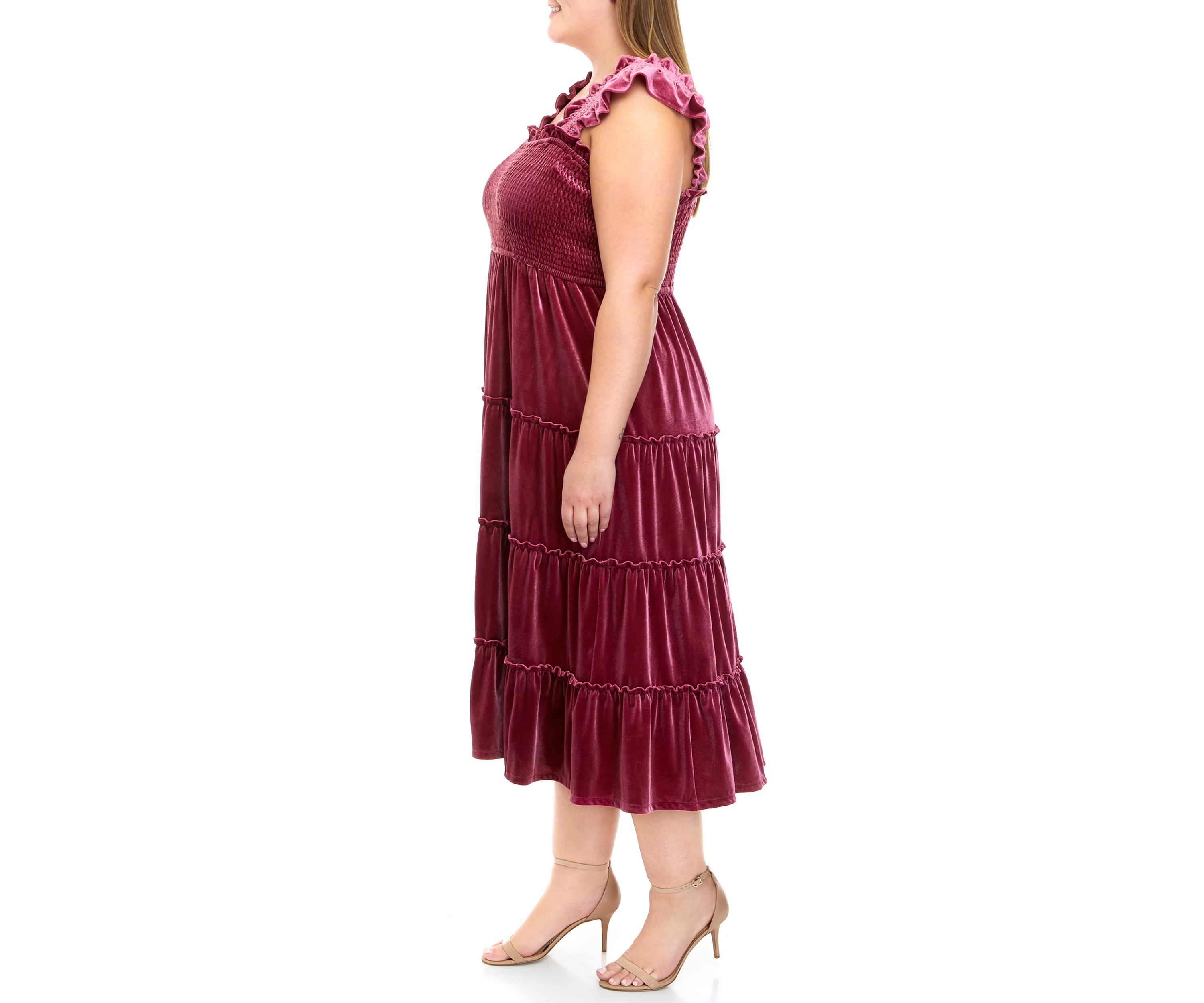 Plus Size Velvet Smocked Dress