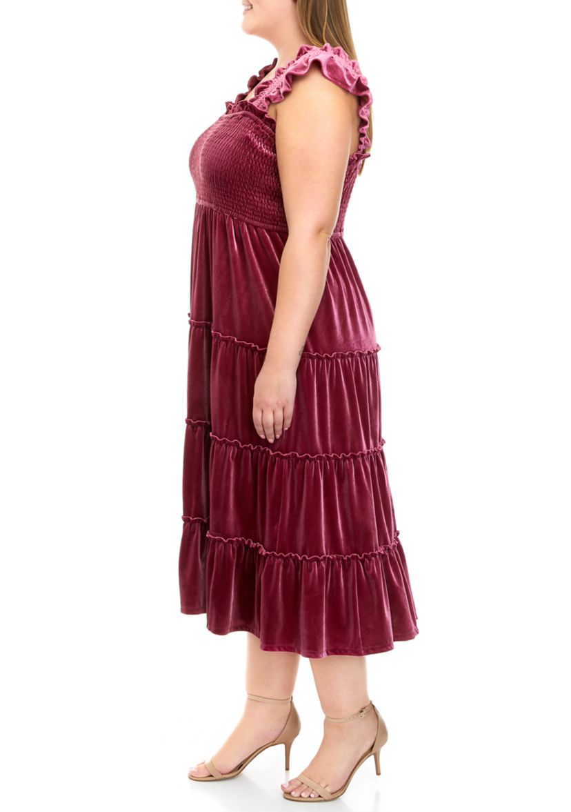 Plus Size Velvet Smocked Dress