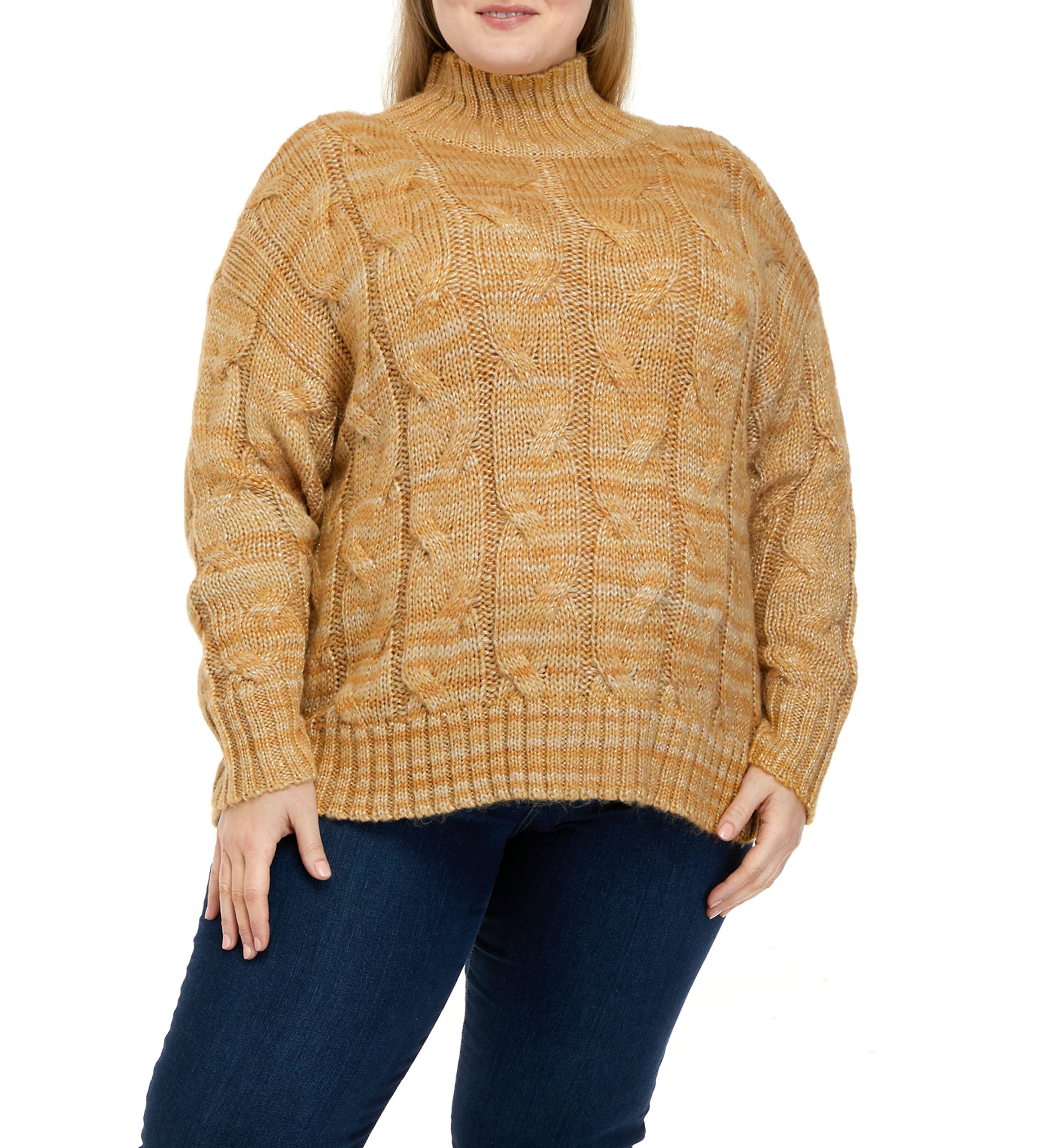 Plus Size Cable Cowl Neck Sweater