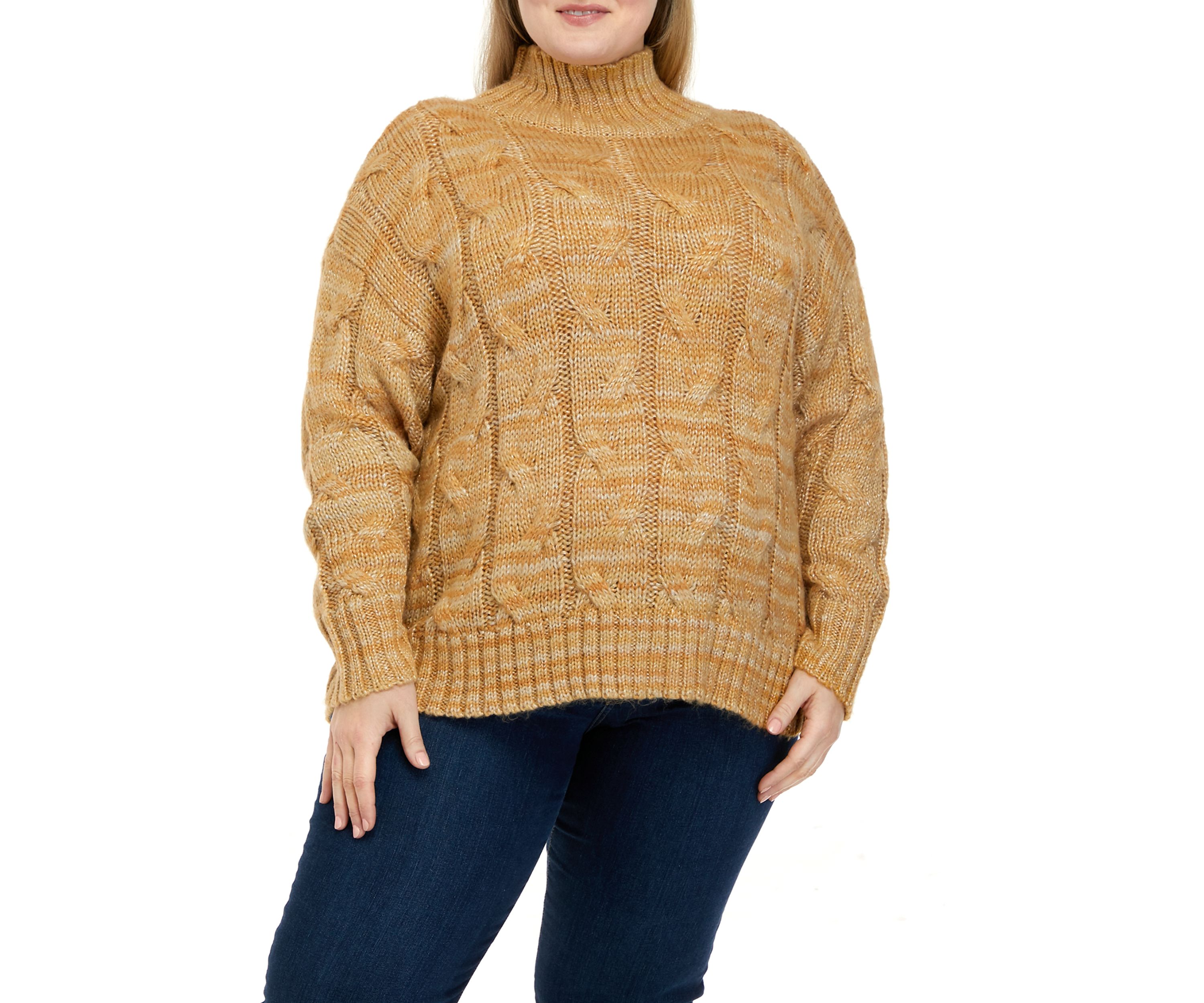 Plus Size Cable Cowl Neck Sweater