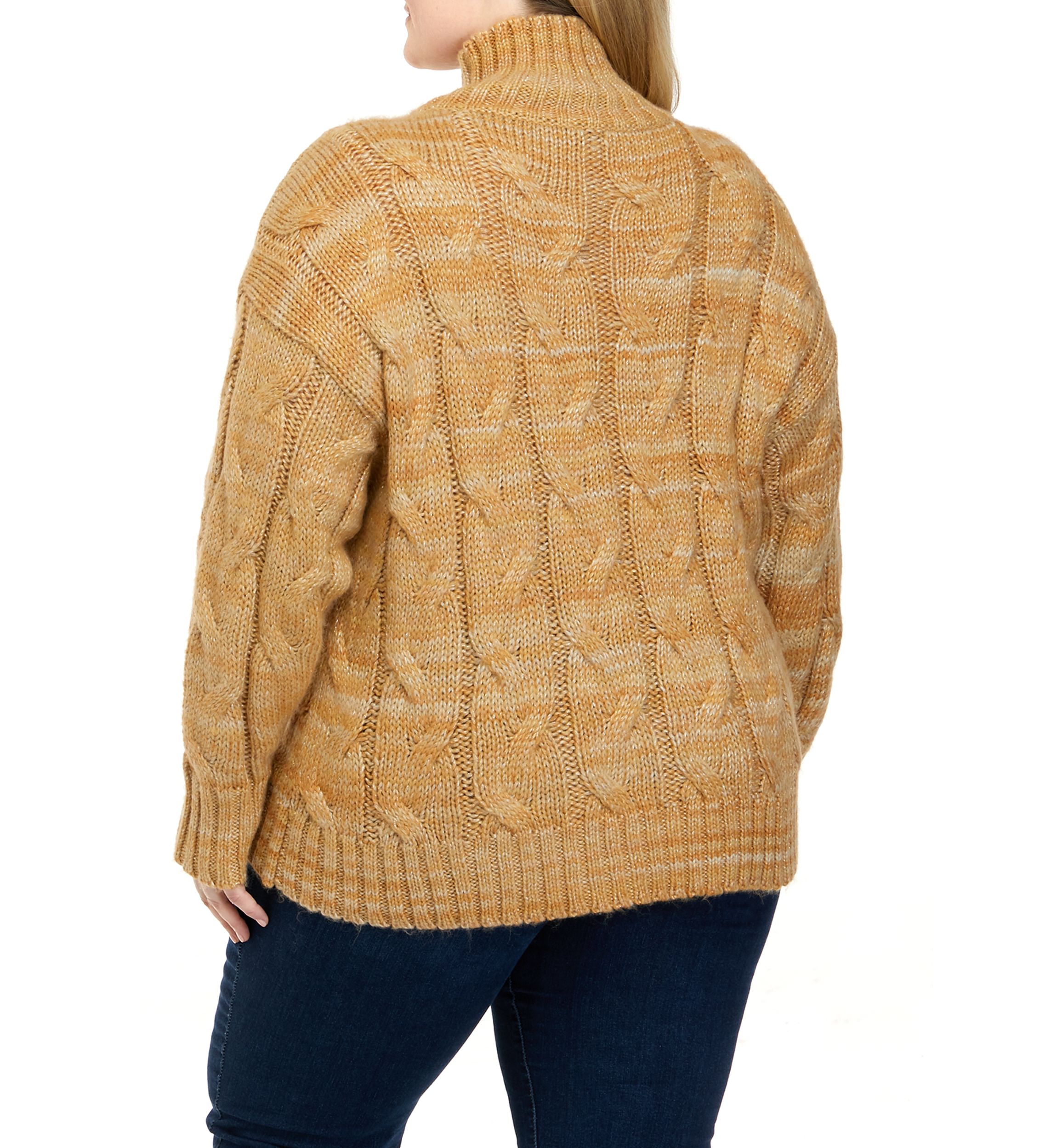 Plus Size Cable Cowl Neck Sweater