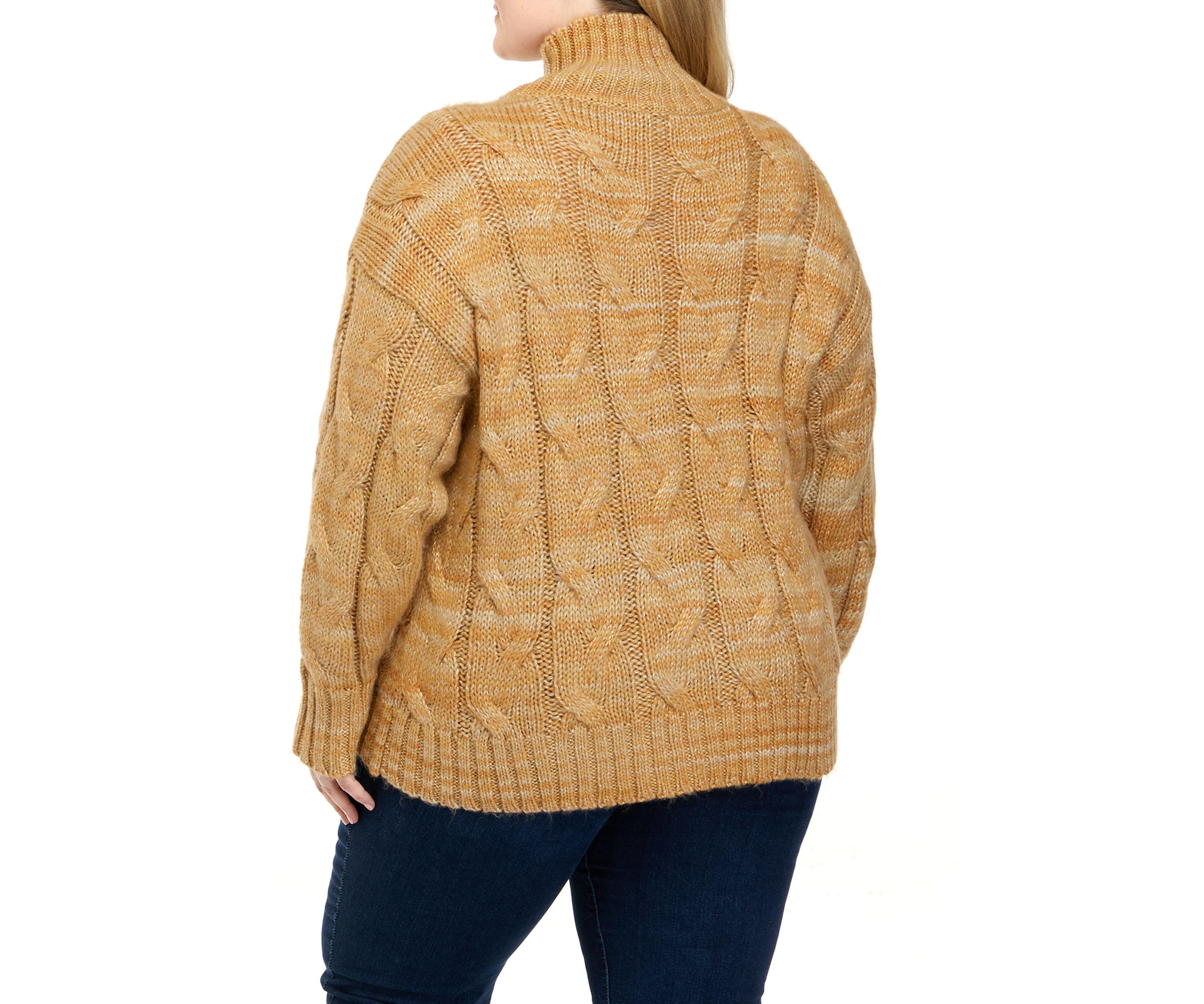 Plus Size Cable Cowl Neck Sweater