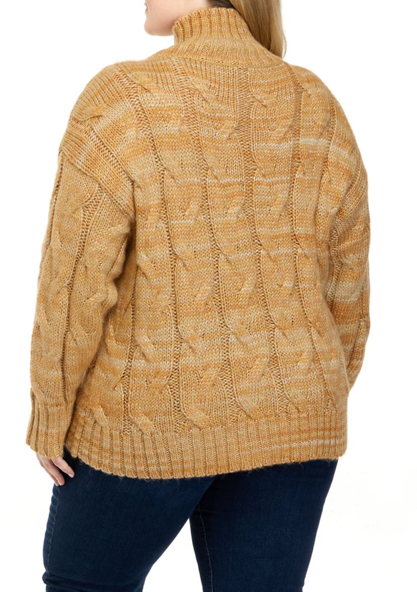 Plus Size Cable Cowl Neck Sweater