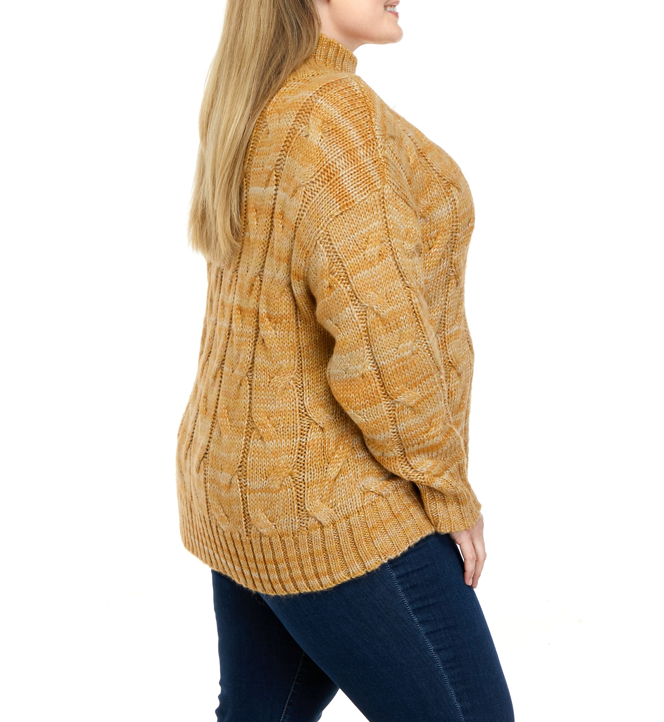 Plus Size Cable Cowl Neck Sweater
