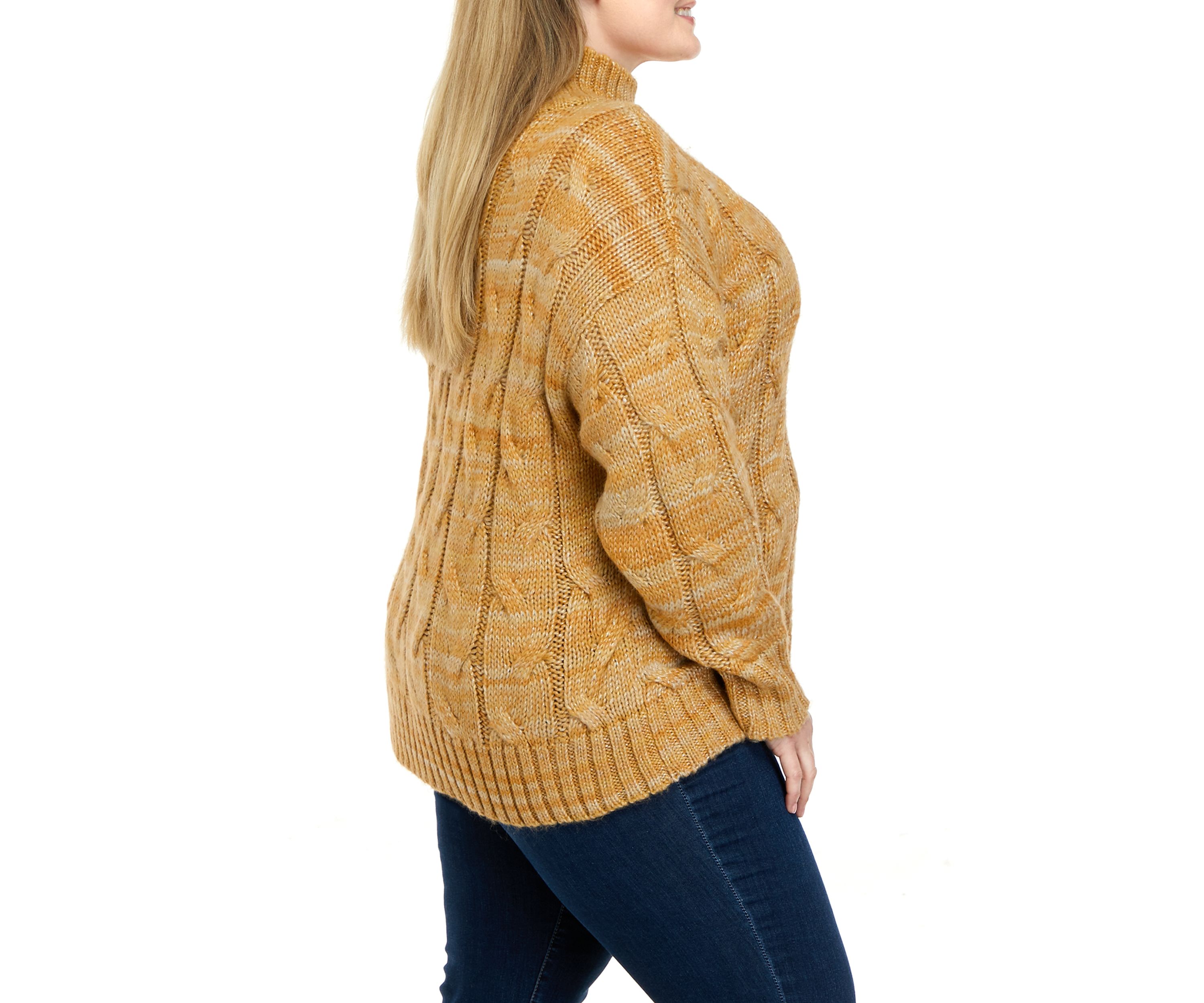 Plus Size Cable Cowl Neck Sweater