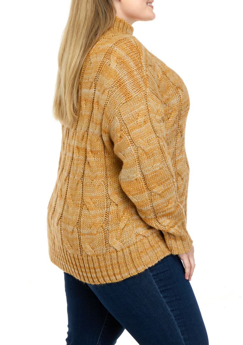 Plus Size Cable Cowl Neck Sweater