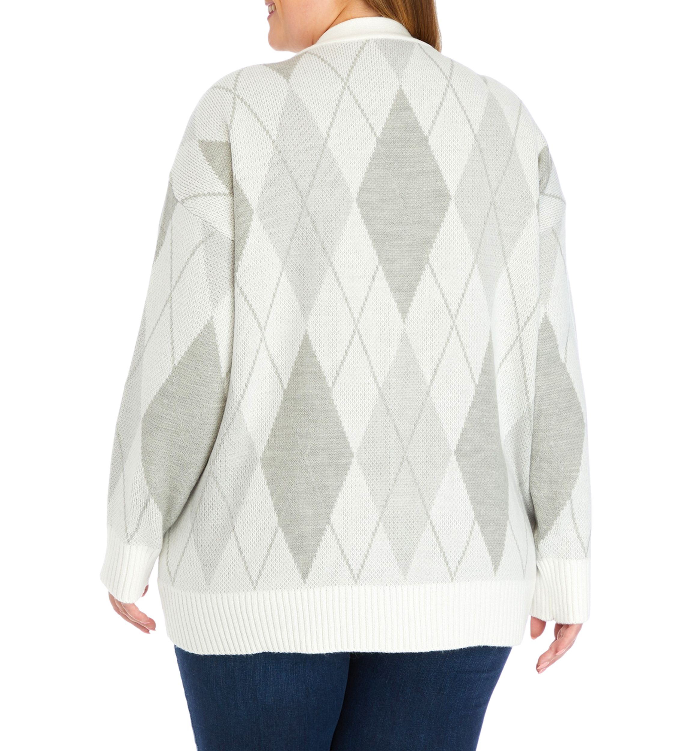 Plus Size Long Sleeve Jacquard Cardigan