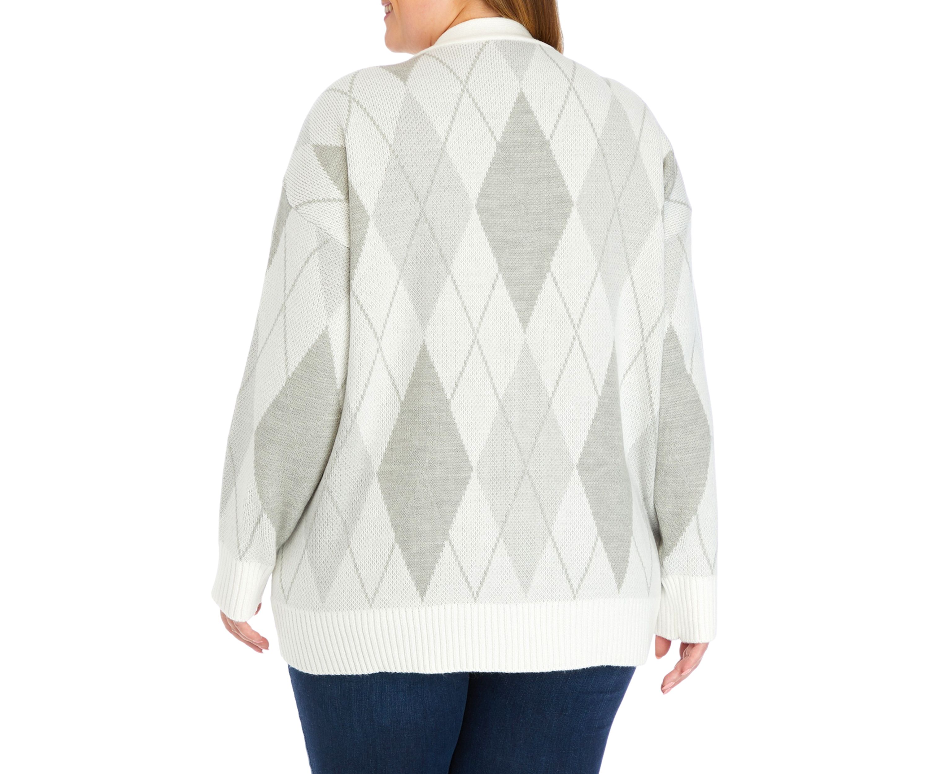 Plus Size Long Sleeve Jacquard Cardigan