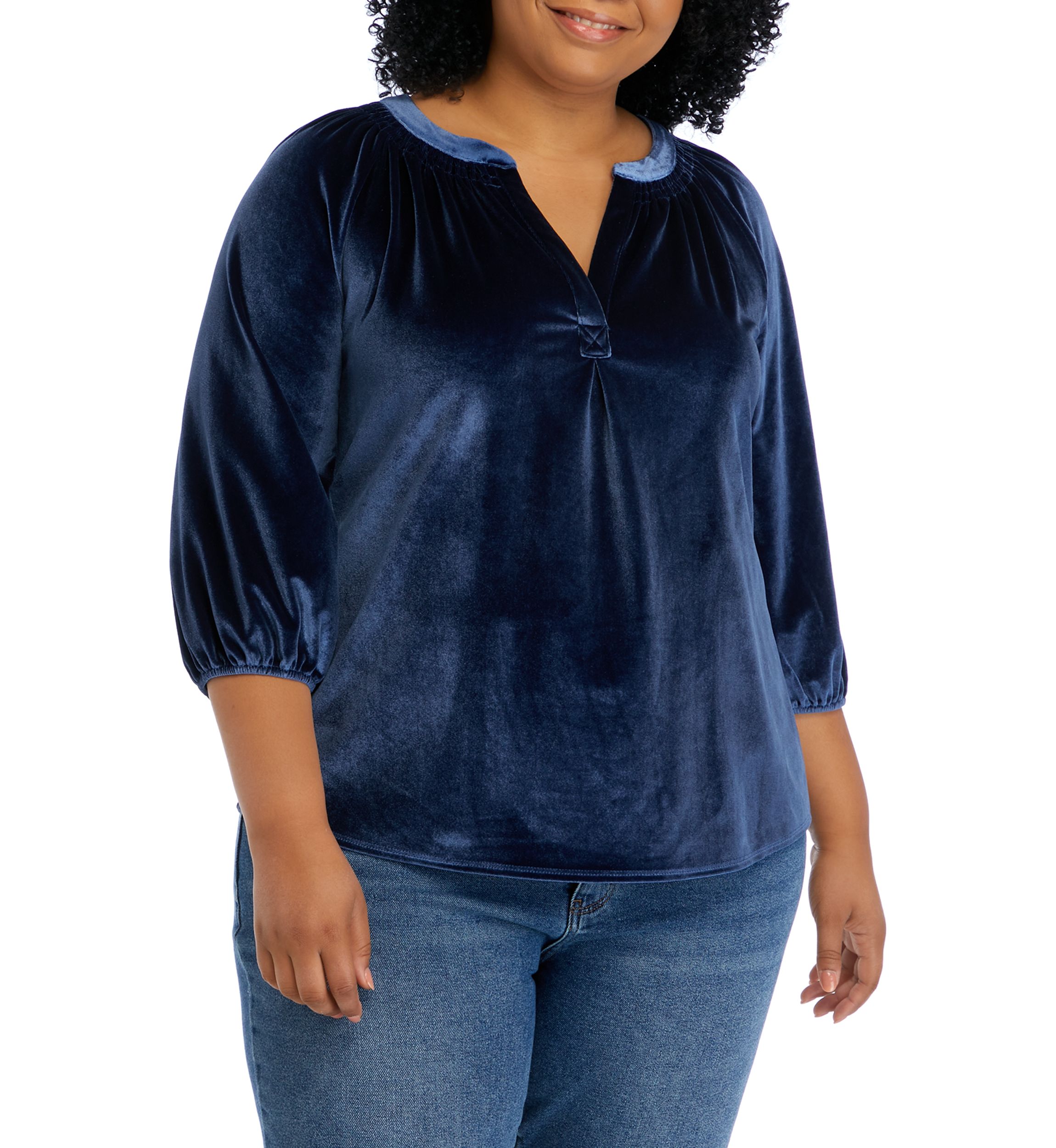 Plus Size Peasant Velvet Blouse