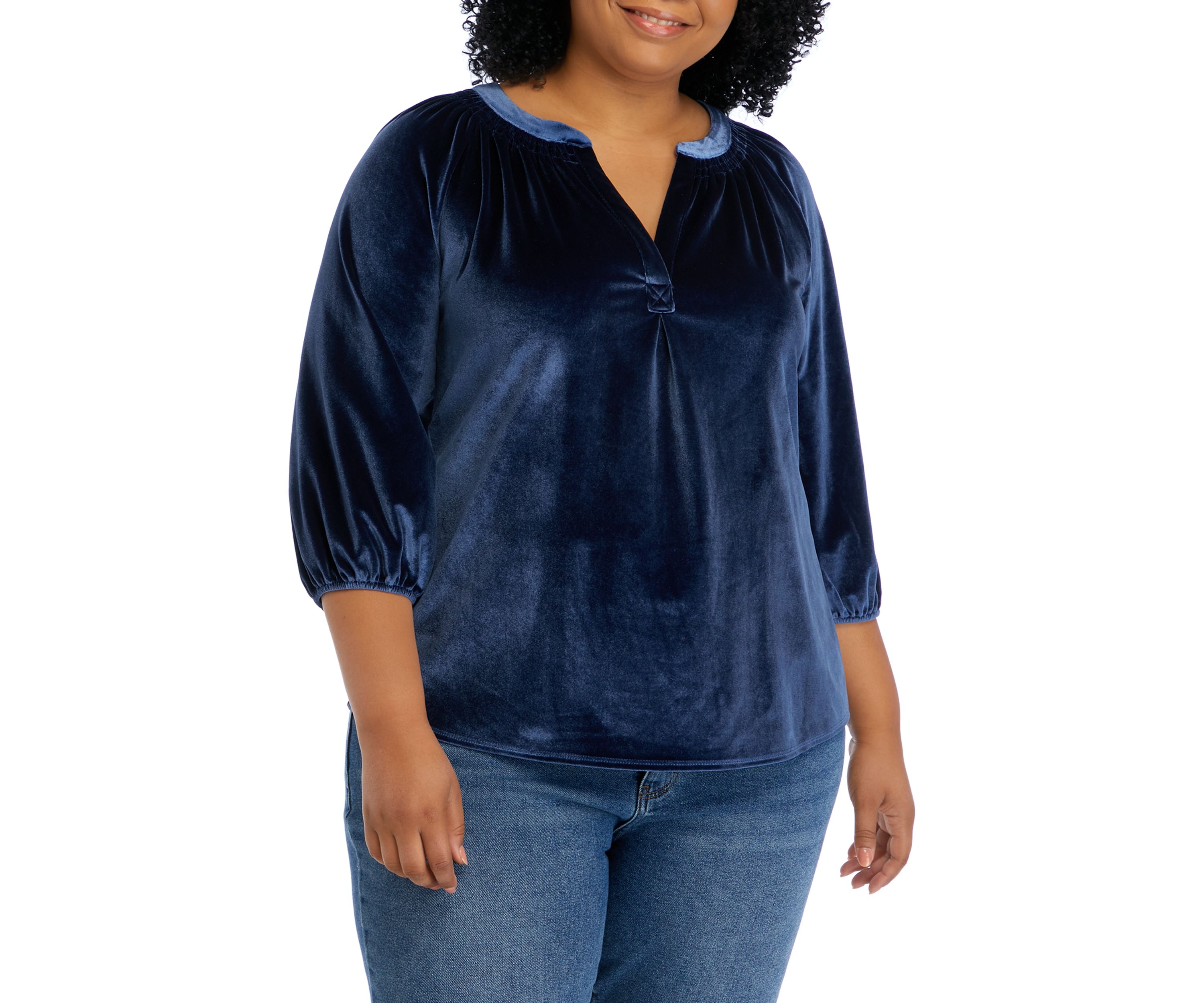 Plus Size Peasant Velvet Blouse