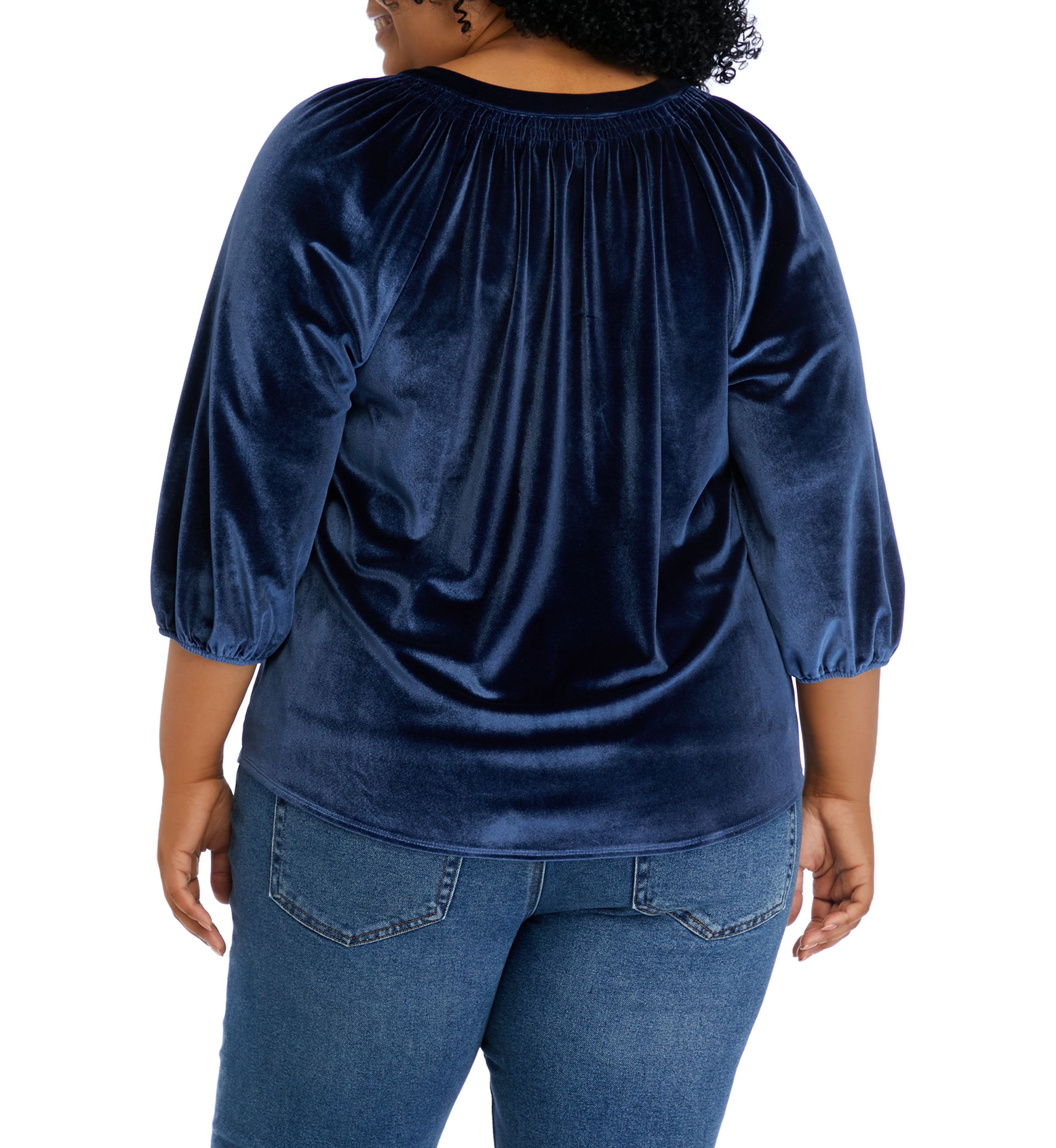 Plus Size Peasant Velvet Blouse