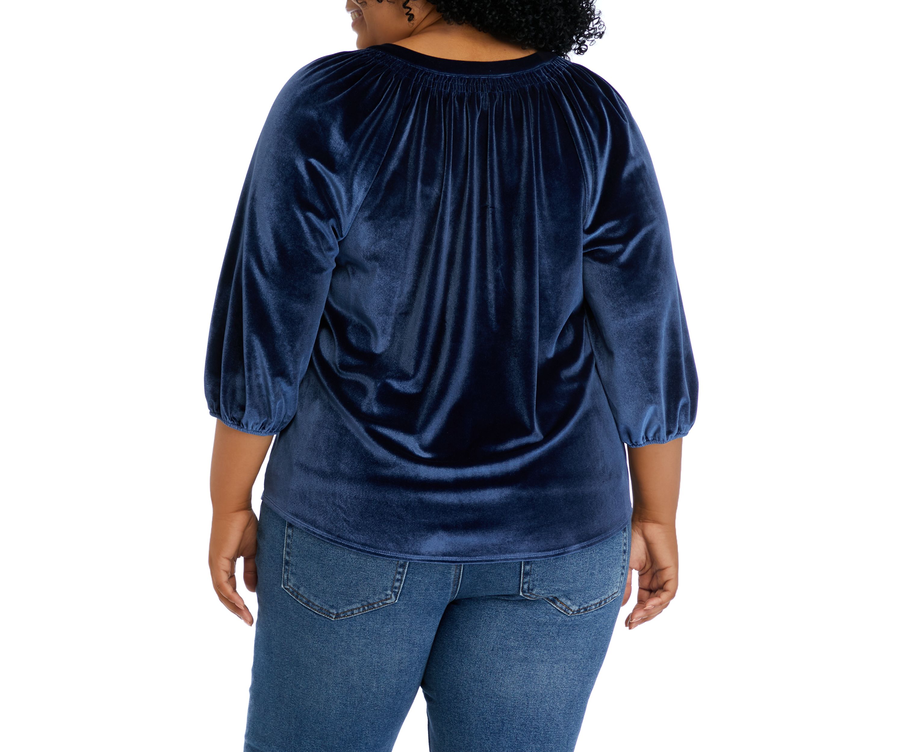 Plus Size Peasant Velvet Blouse