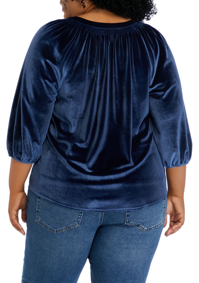 Plus Size Peasant Velvet Blouse