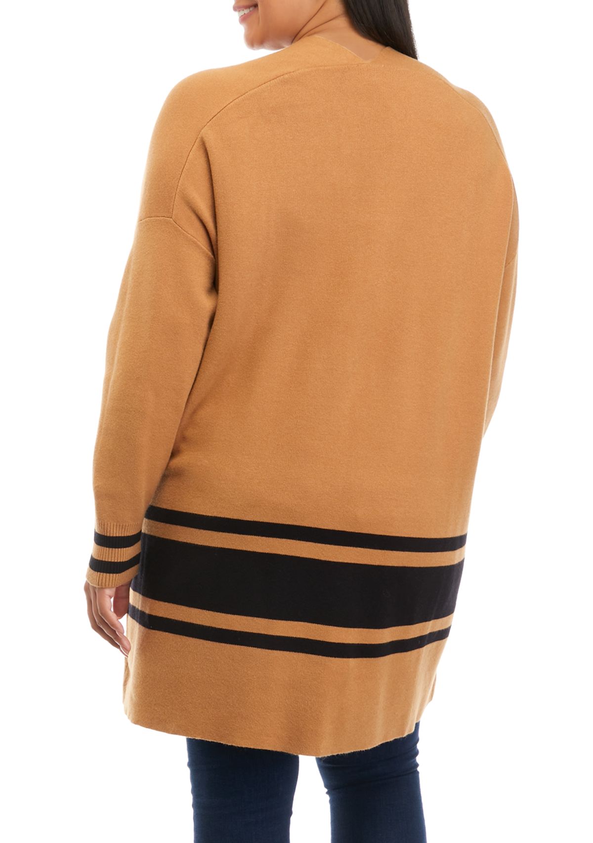 Plus Size Long Sleeve Open Front Cardigan 