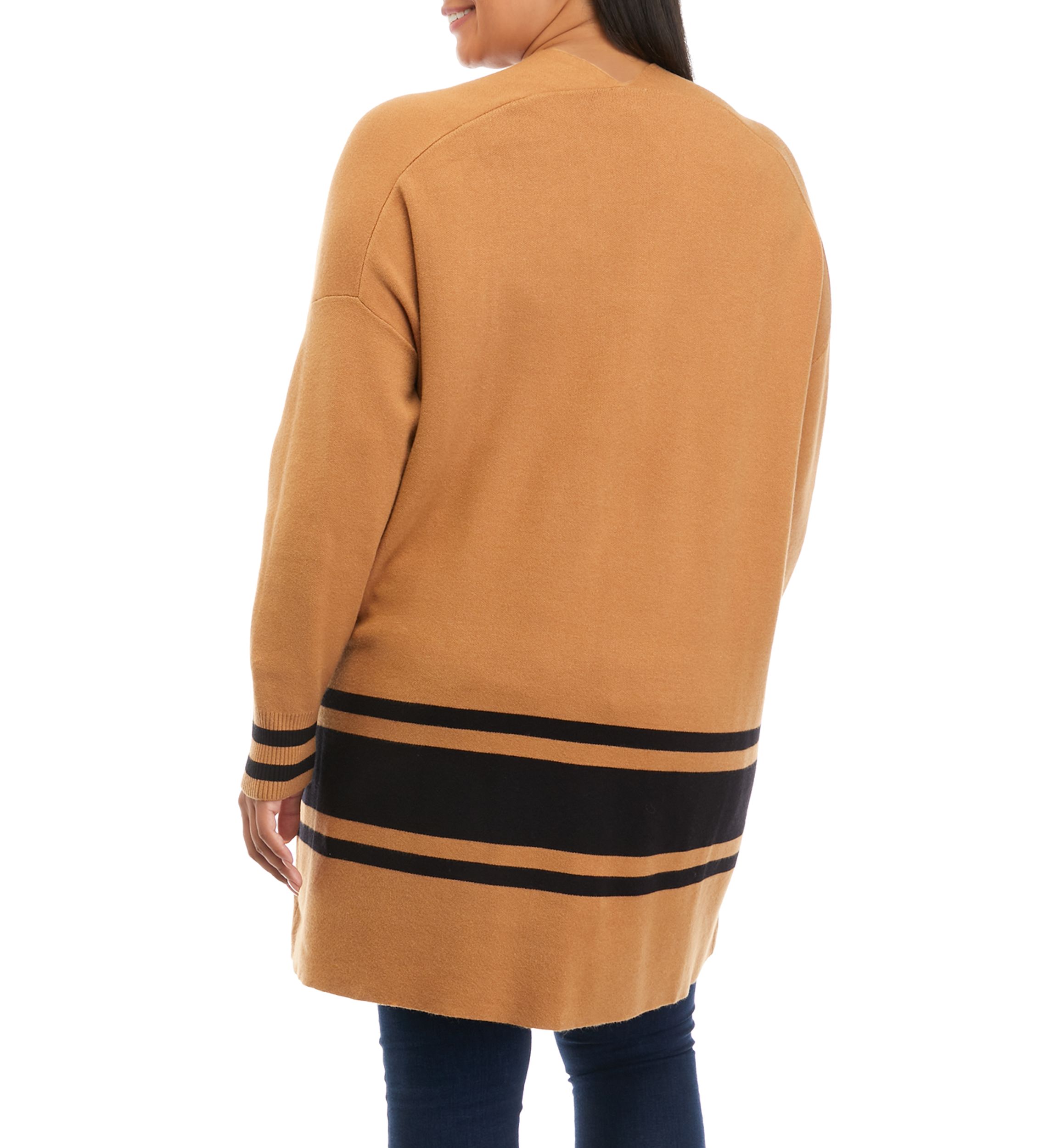 Plus Size Long Sleeve Open Front Cardigan 