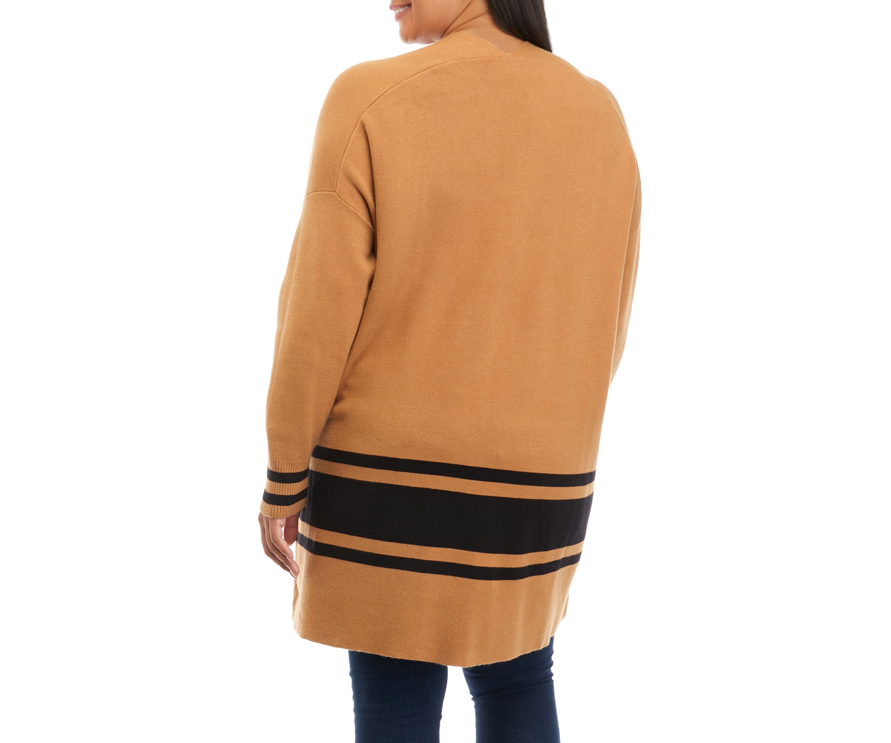 Plus Size Long Sleeve Open Front Cardigan 