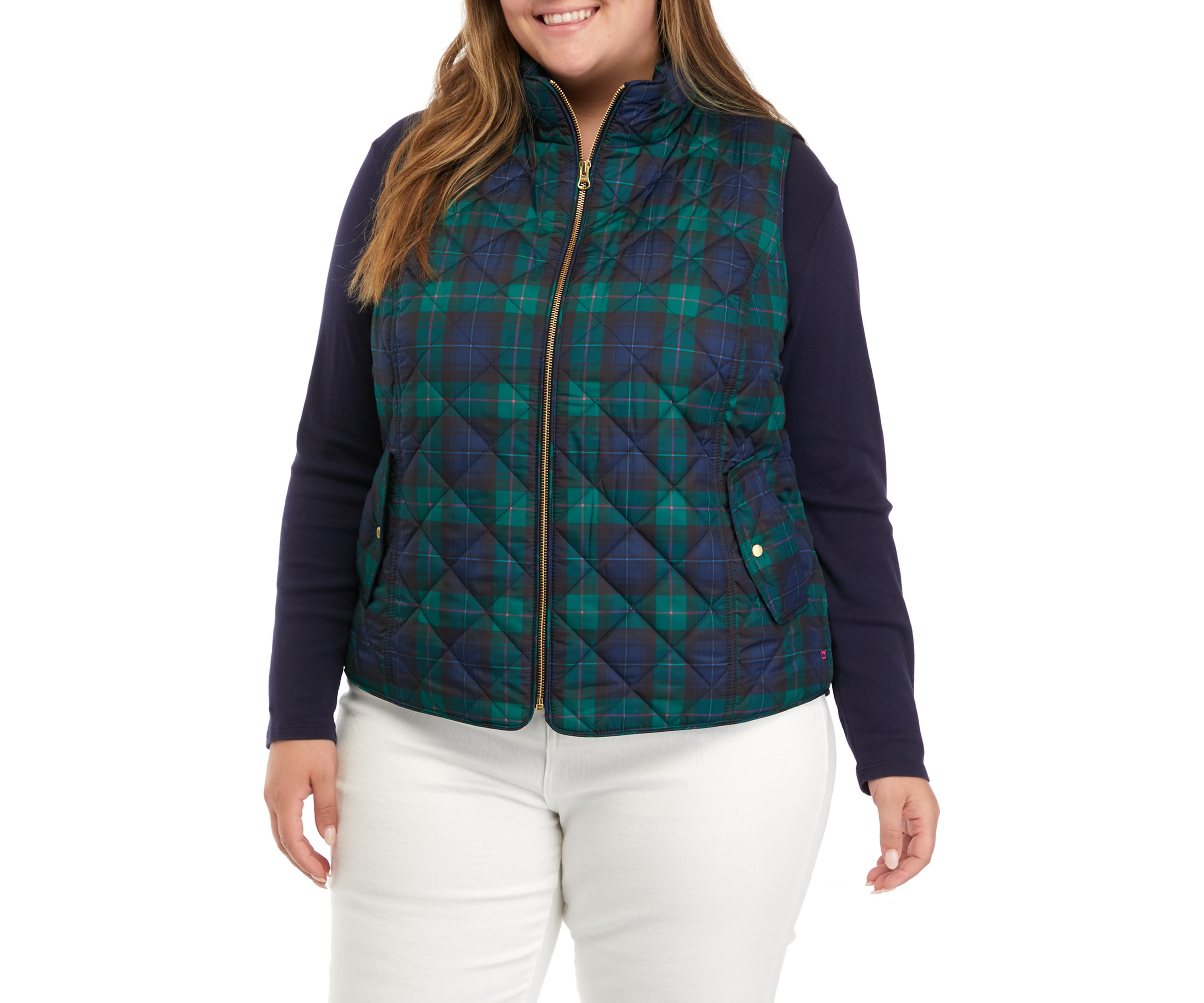Plus Size Checkered Vest 