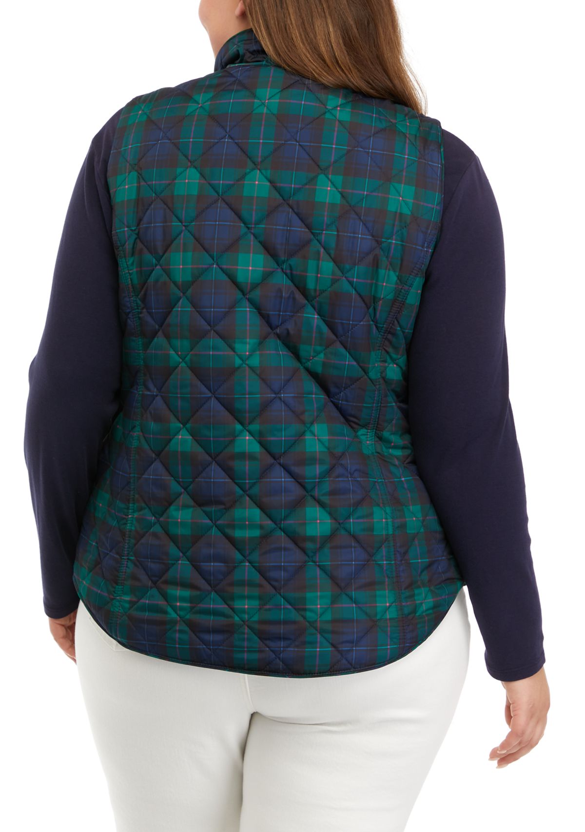 Plus Size Checkered Vest 