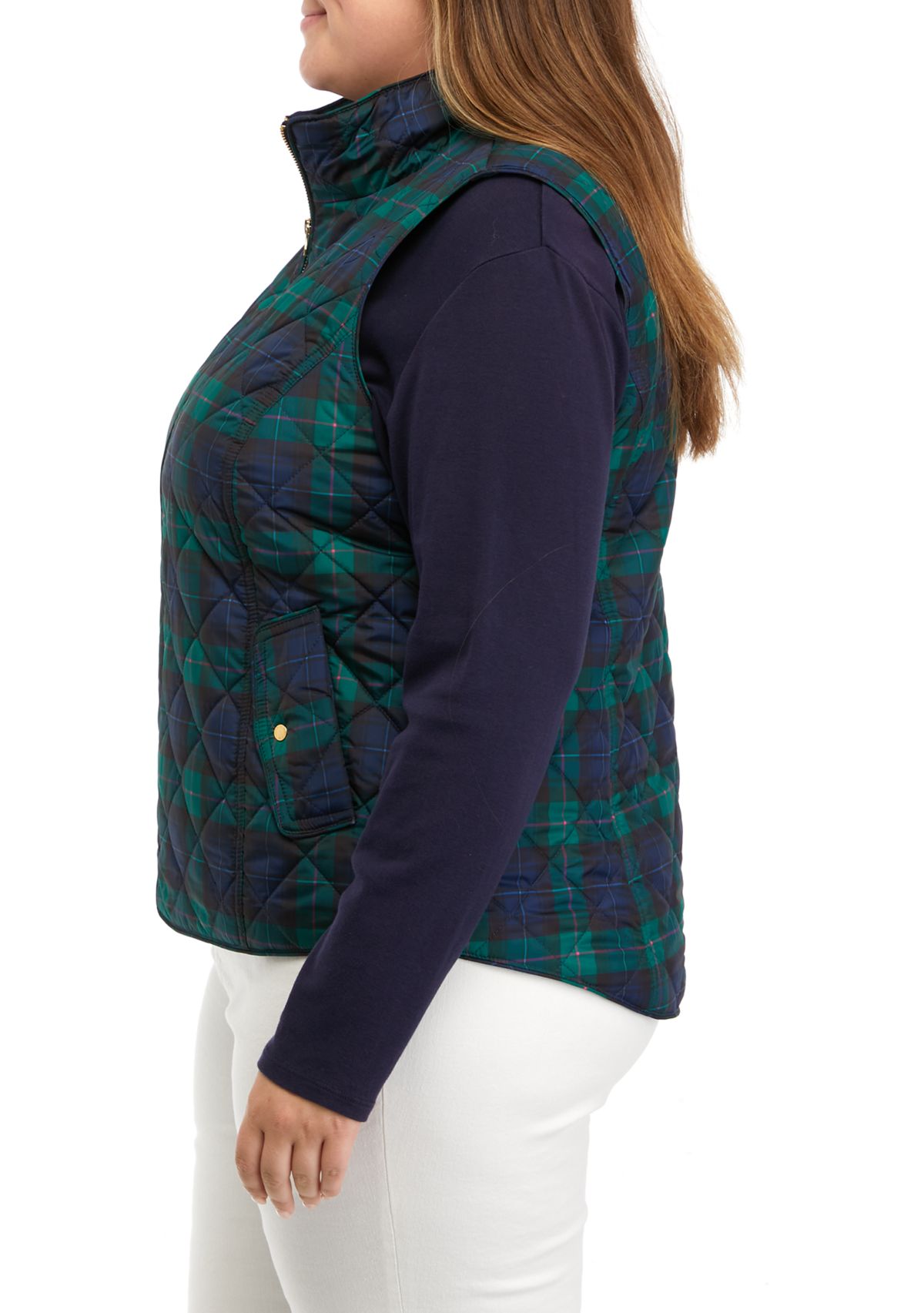 Plus Size Checkered Vest 