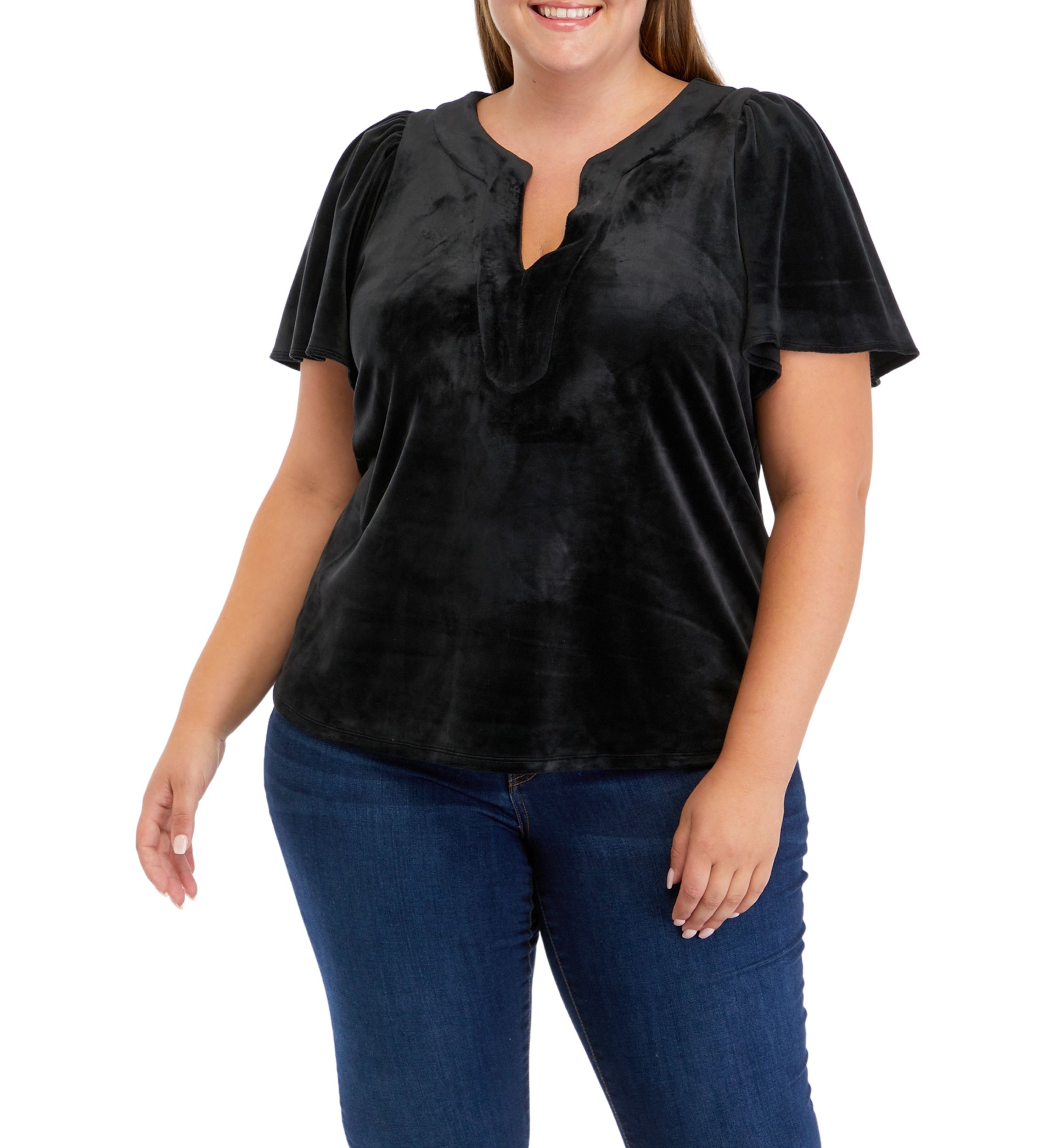 Plus Size Flutter Sleeve Top