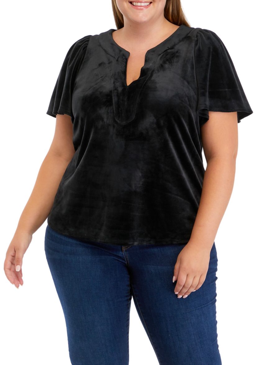 Plus Size Flutter Sleeve Top