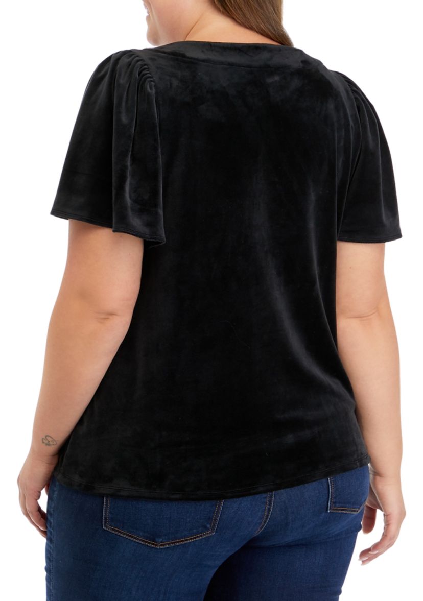 Plus Size Flutter Sleeve Top