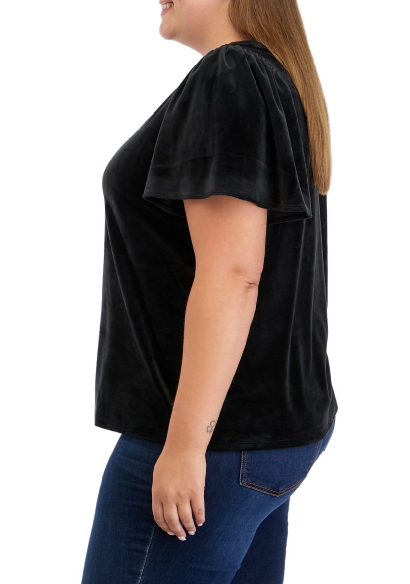 Plus Size Flutter Sleeve Top