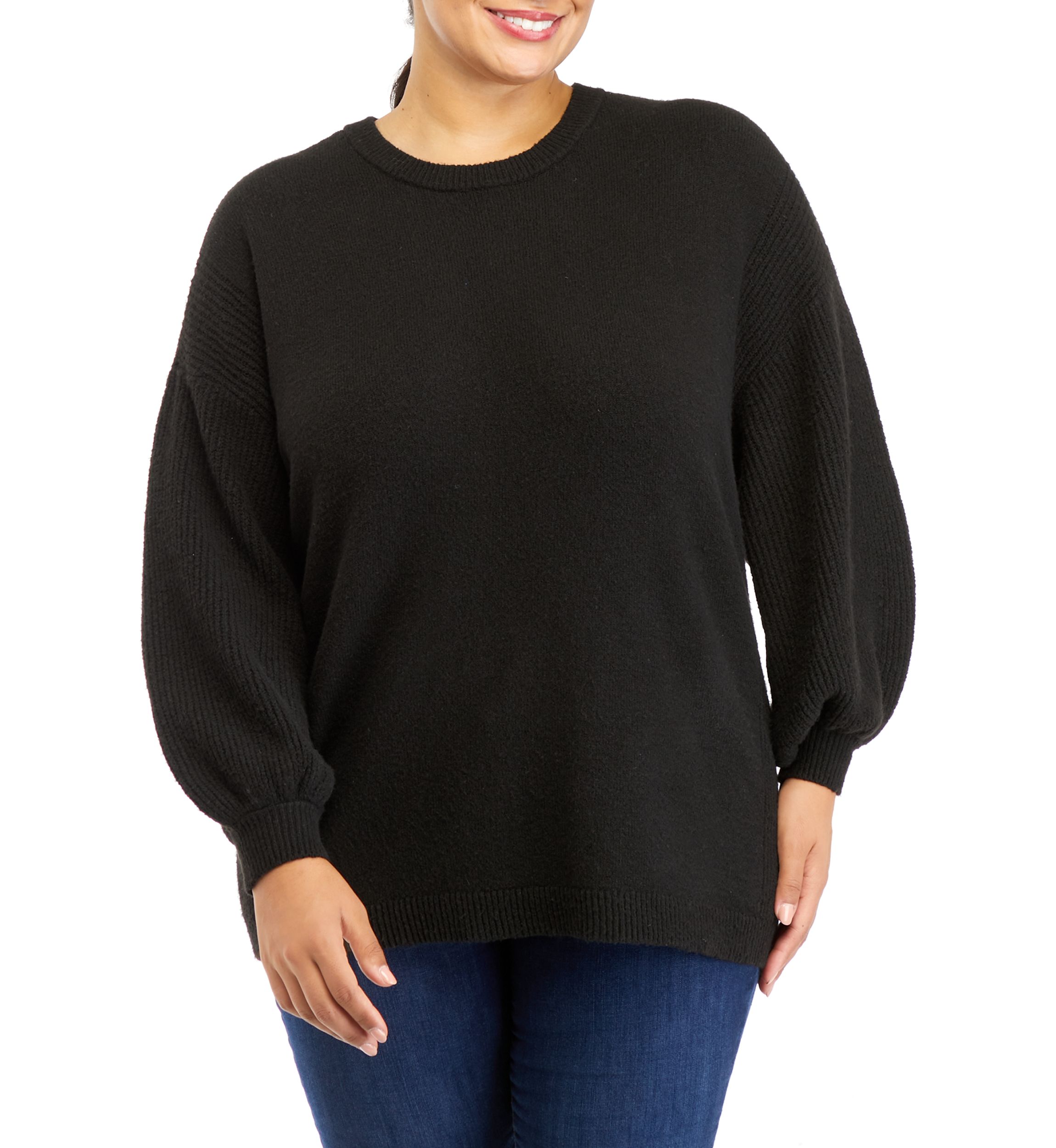 Plus Size Long Sleeve Solid Sweater