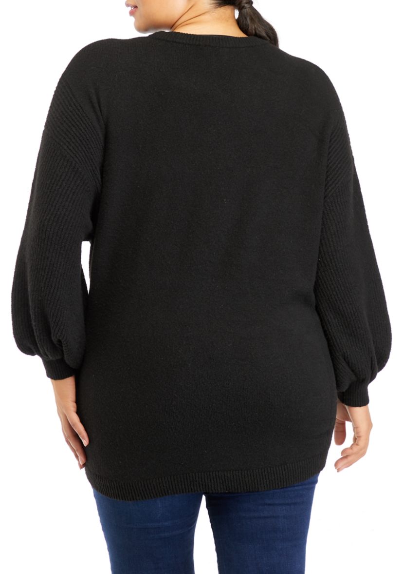 Plus Size Long Sleeve Solid Sweater