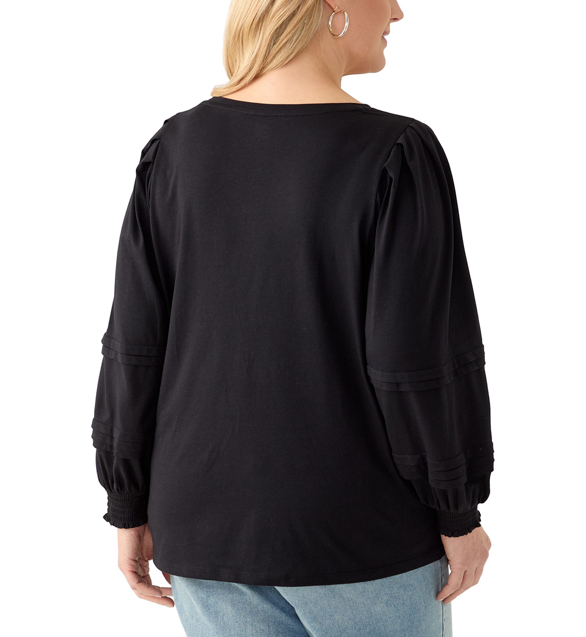 Plus Size Long Sleeve Pintuck  Top 