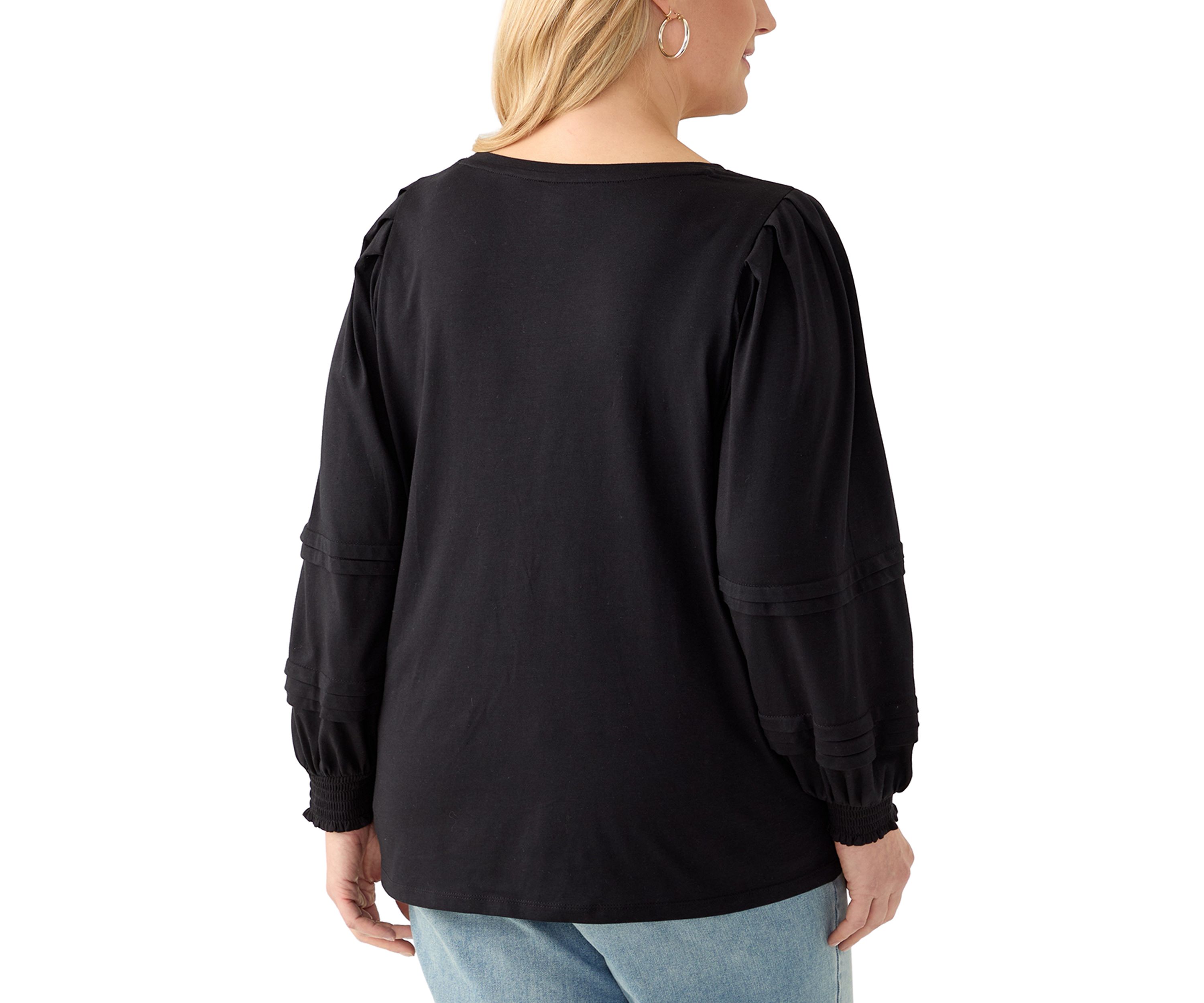 Plus Size Long Sleeve Pintuck  Top 