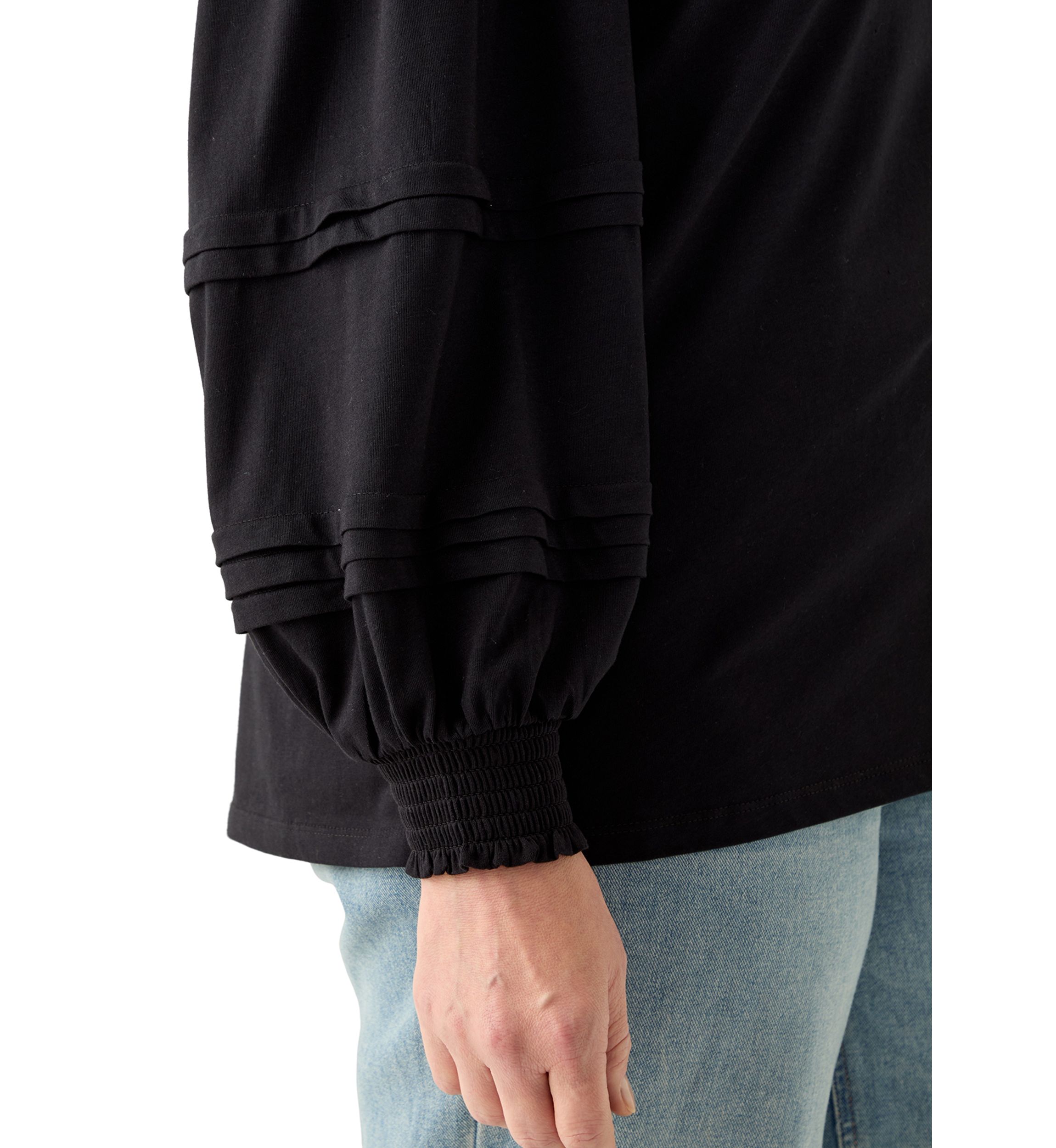 Plus Size Long Sleeve Pintuck  Top 